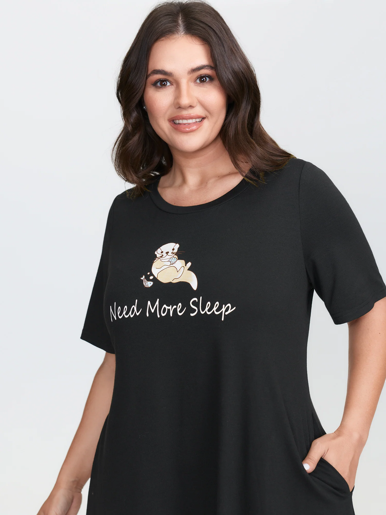Ultra-Comfort Stretchy Otter Print Lounge Dress - Image 3