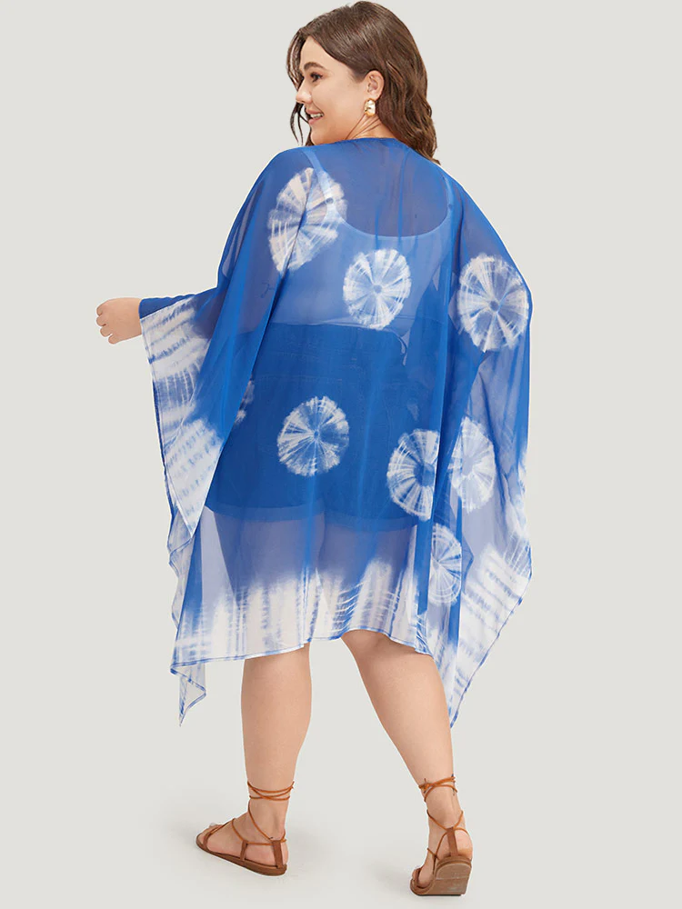 UltraCool Tie Dye Asymmetrical Hem Open Front Kimono - Image 3