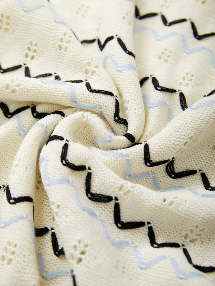 UltraCool Wave Striped Eyelet Button Through Cardigan - Image 9
