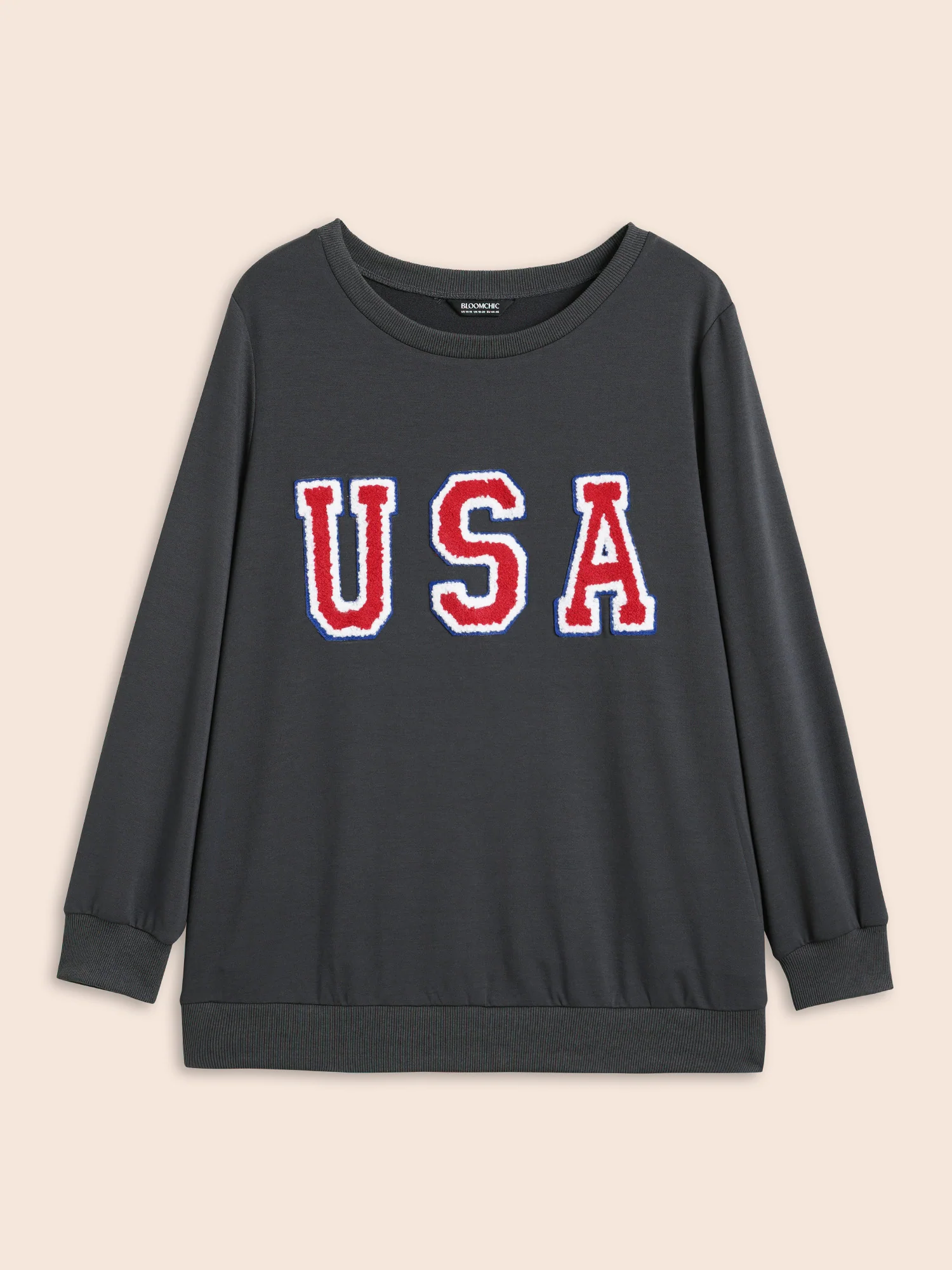 USA Embroidered Patch Round Neck Sweatshirt - Image 7