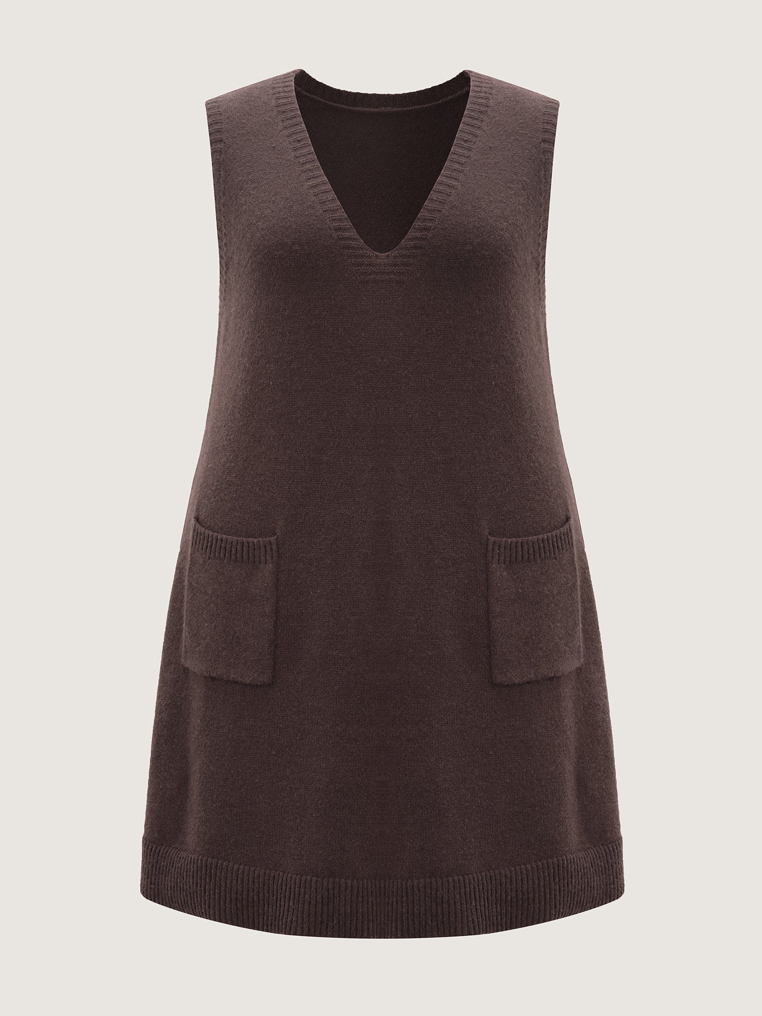 V-Neck A-Line Sleeveless Sweater Dress - Image 7