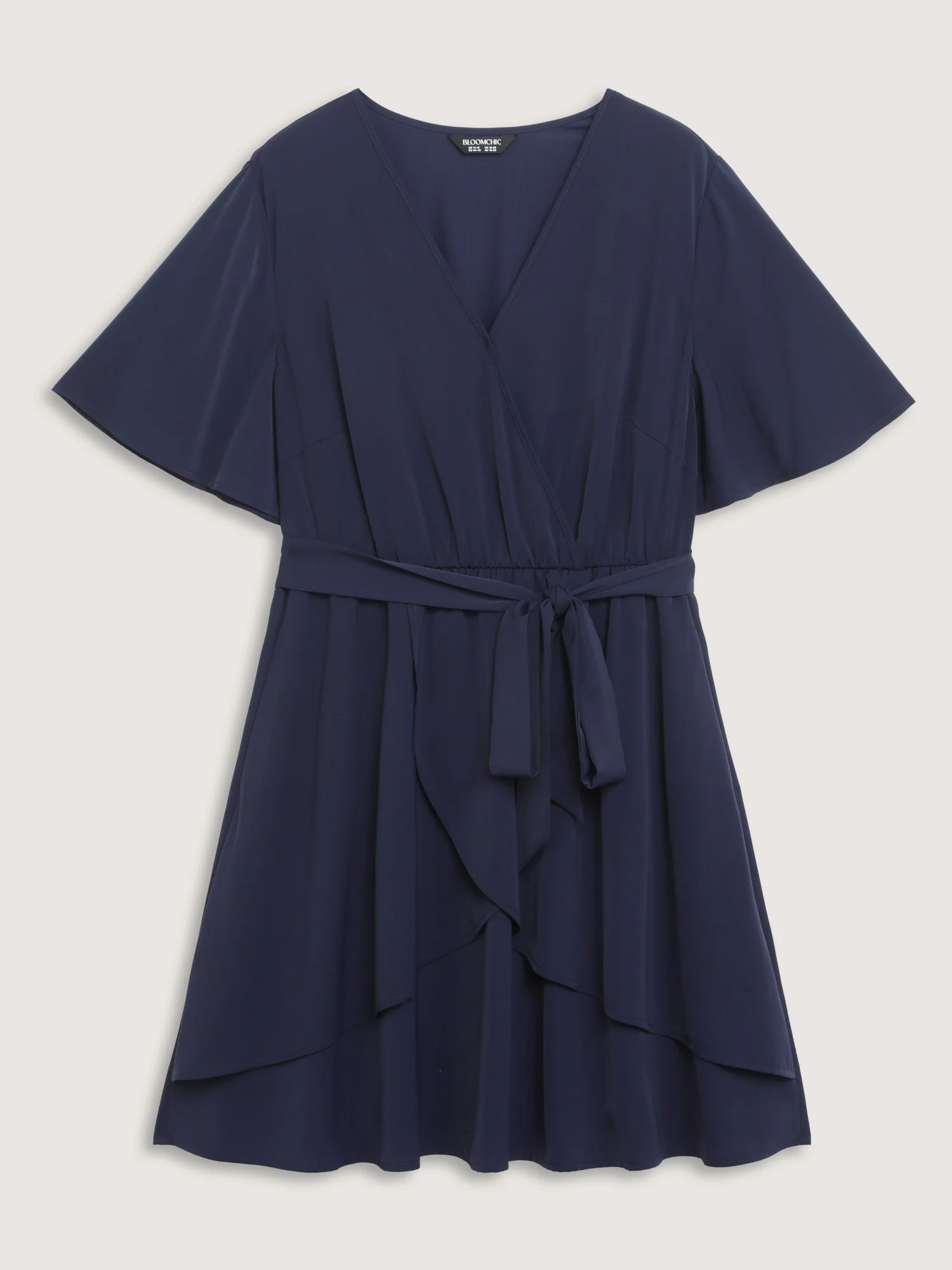V-Neck Adjustable Belted Waist Mini Dress - Image 8