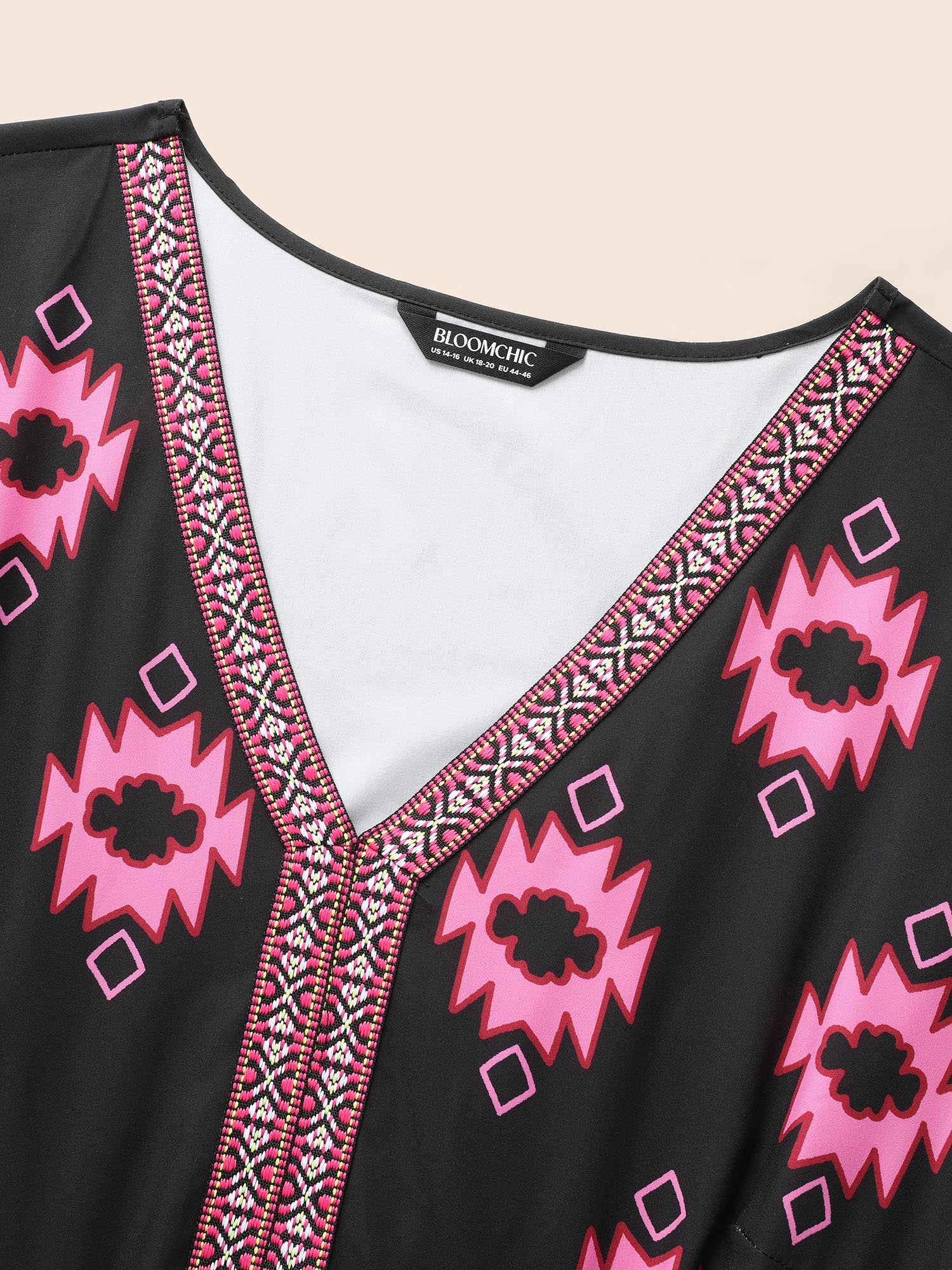 V Neck Bandana Print Elastic Waist Dress - Image 6