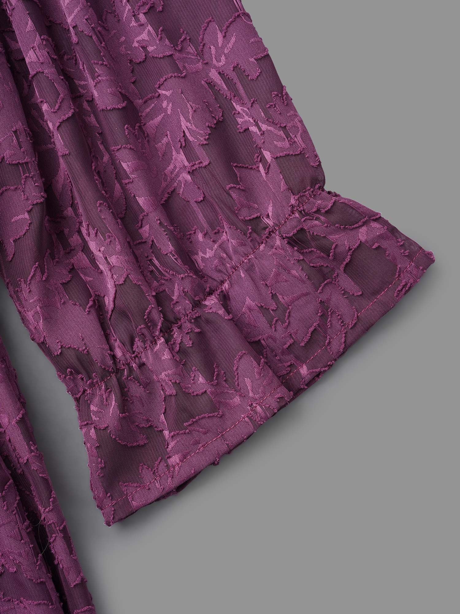 V Neck Burn-out Fabric Midi Dress - Image 6