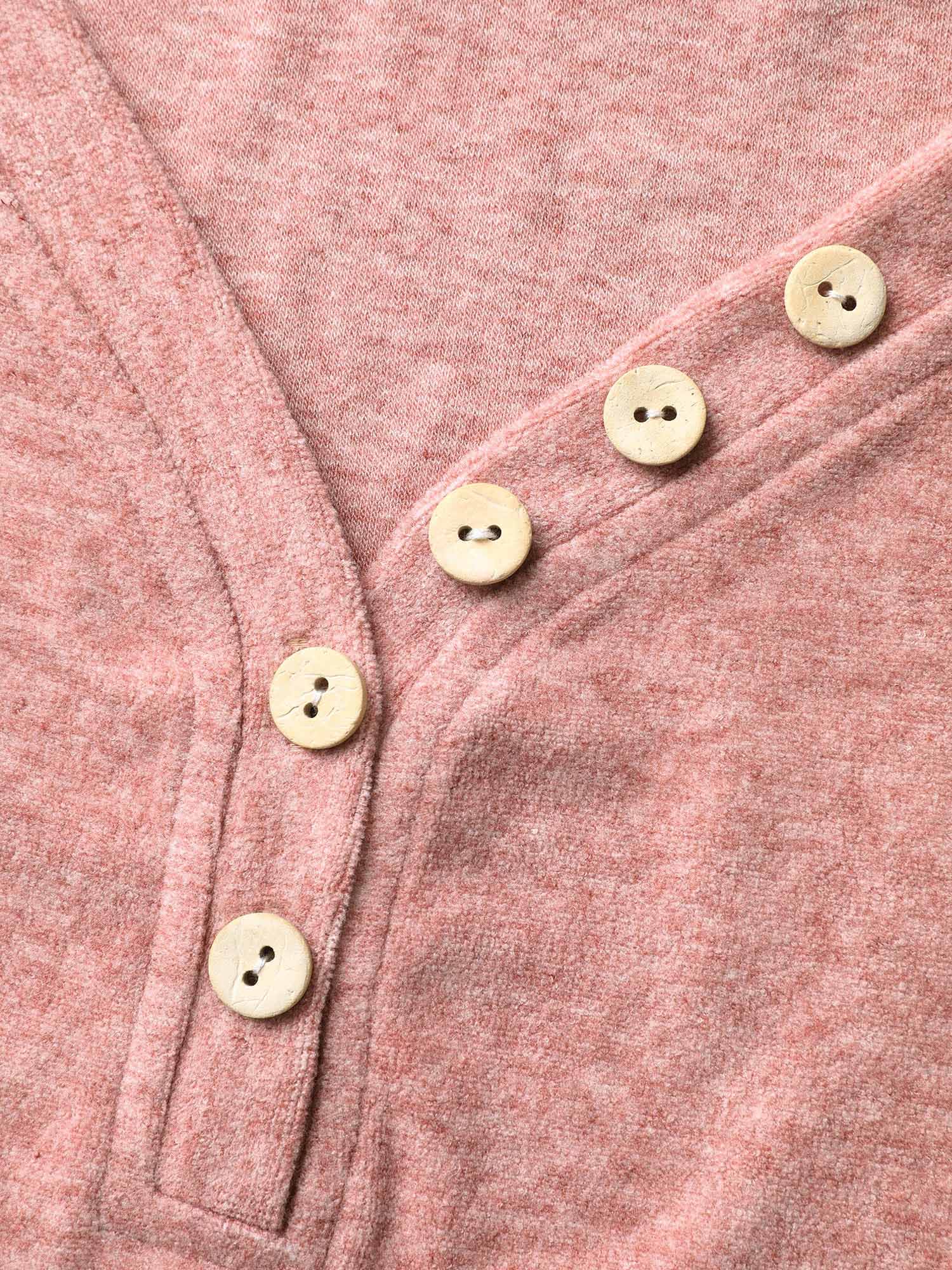 V Neck Button Detail Split Hem T-shirt - Image 7
