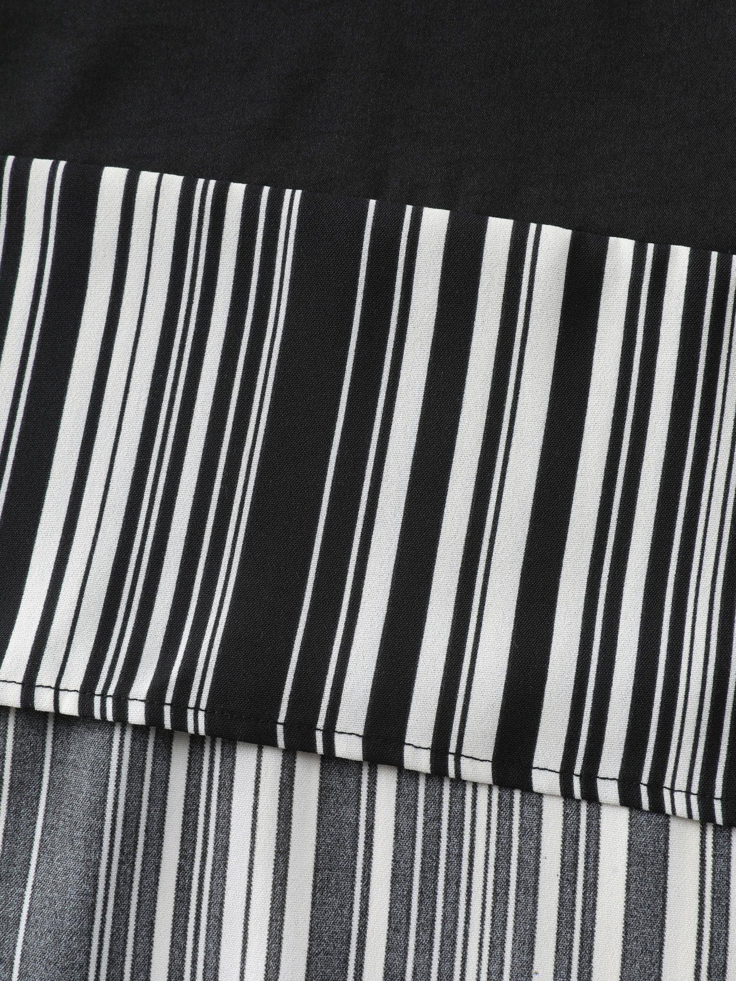 V Neck Button Front Striped Hem Midi Dress - Image 7