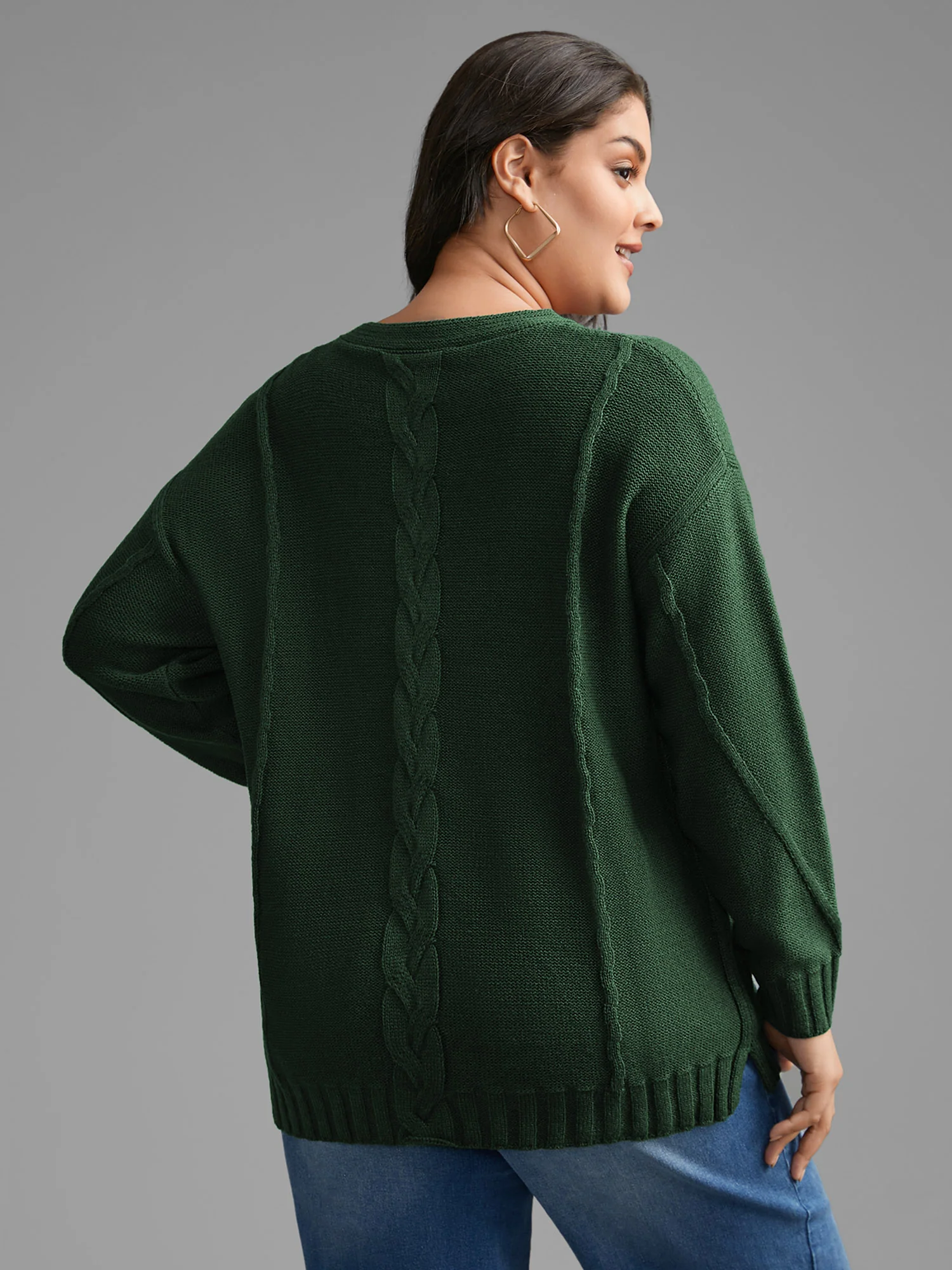 V Neck Cable Knit Texture Pullover - Image 11