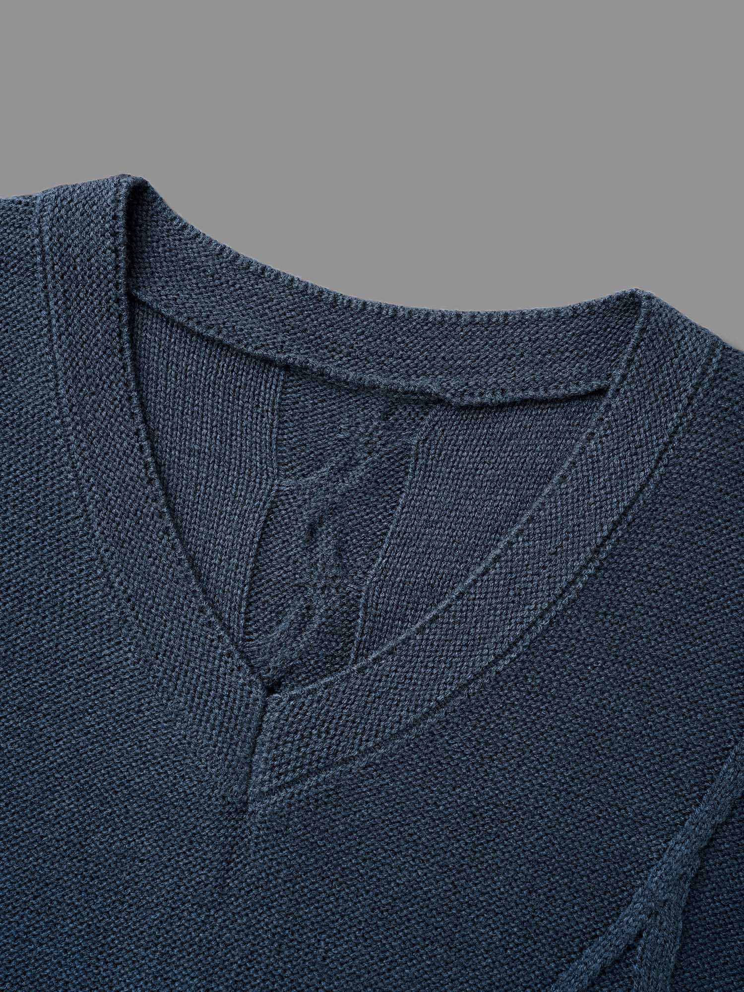 V Neck Cable Knit Texture Pullover - Image 7