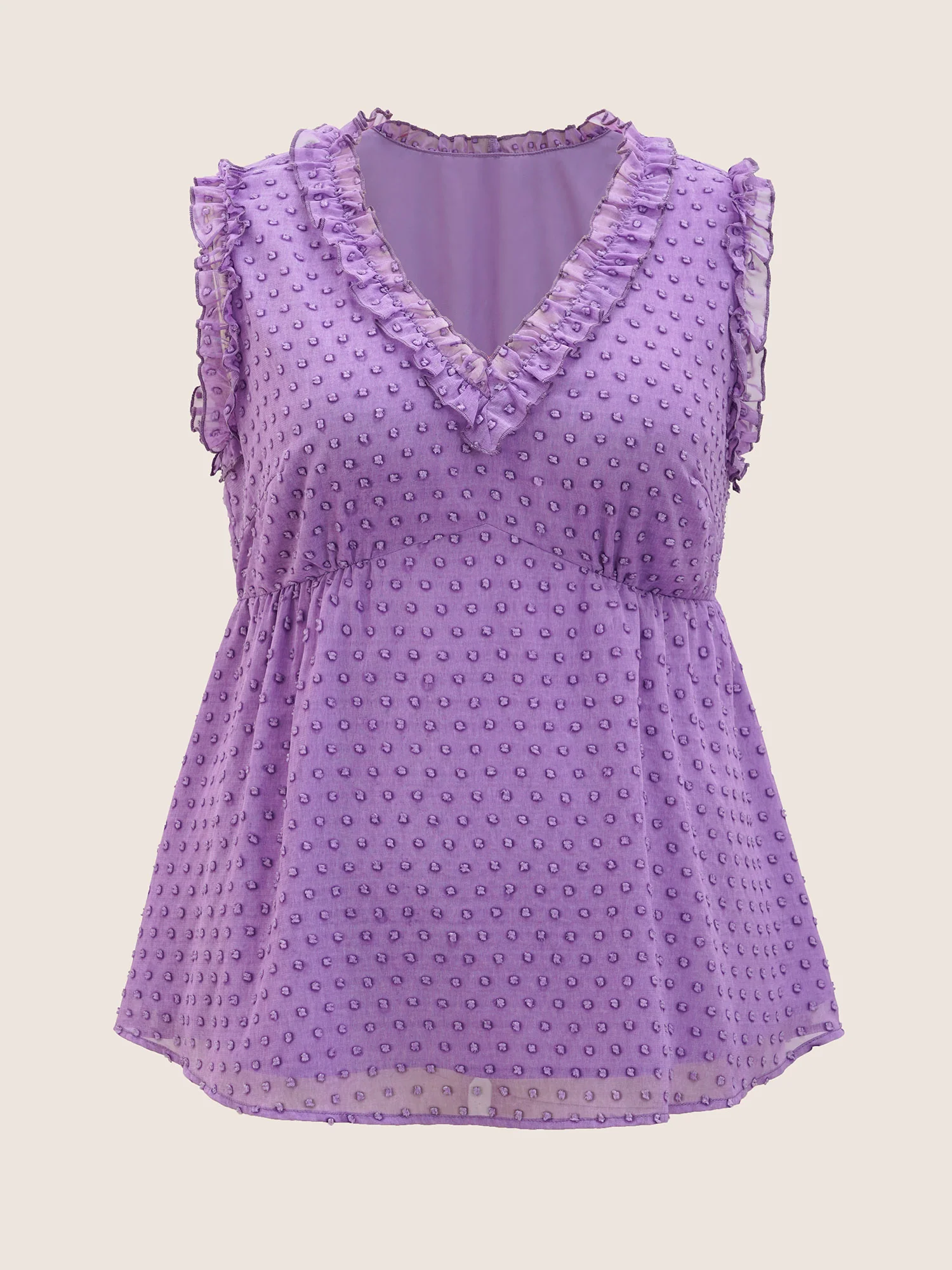 V Neck Chiffon Textured Frill Trim Tank Top - Image 7