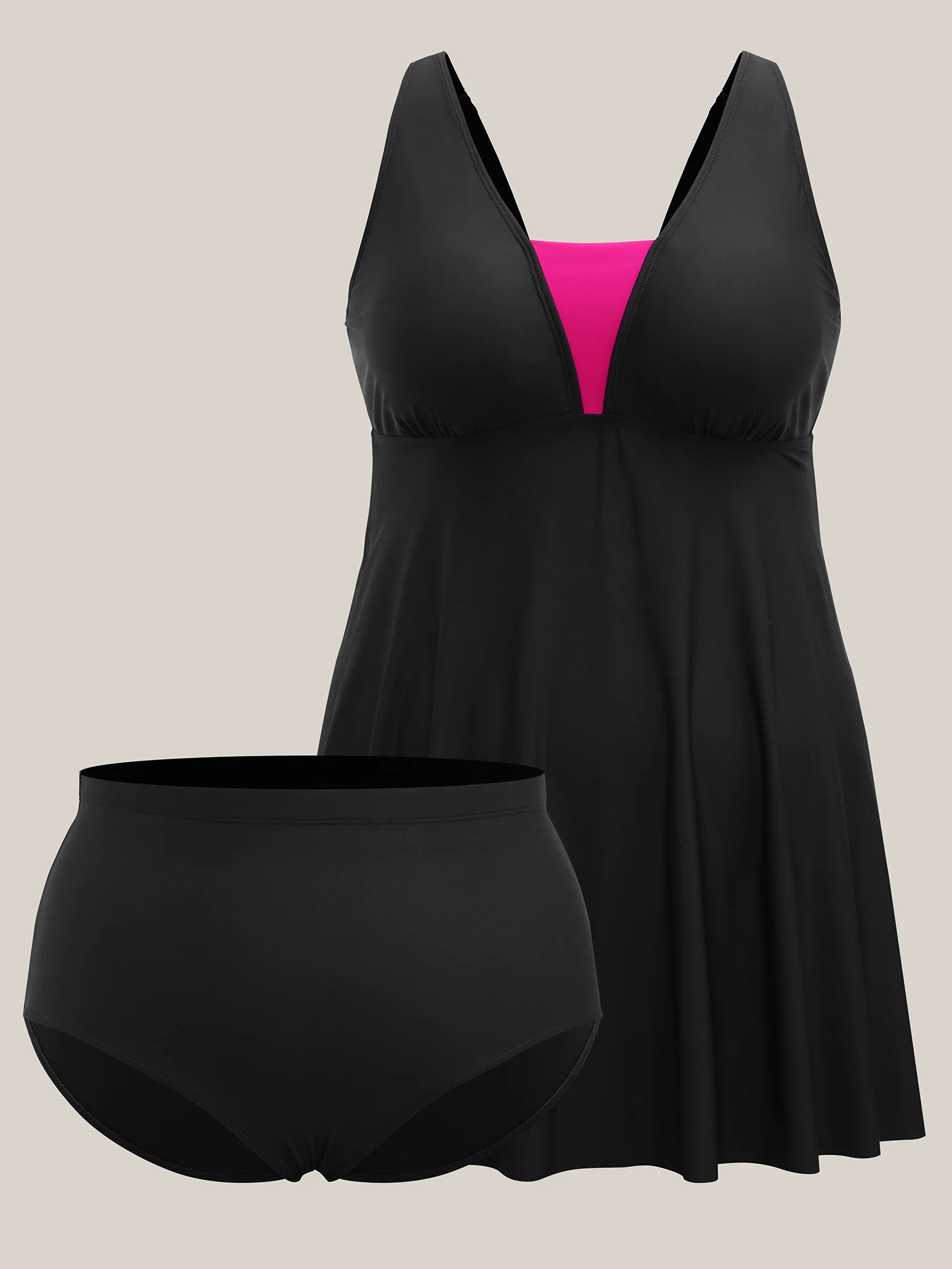 V Neck Color Contrast Swim Dress - Image 6