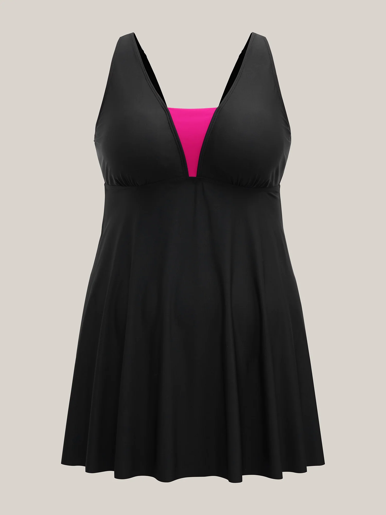 V Neck Color Contrast Swim Dress - Image 7