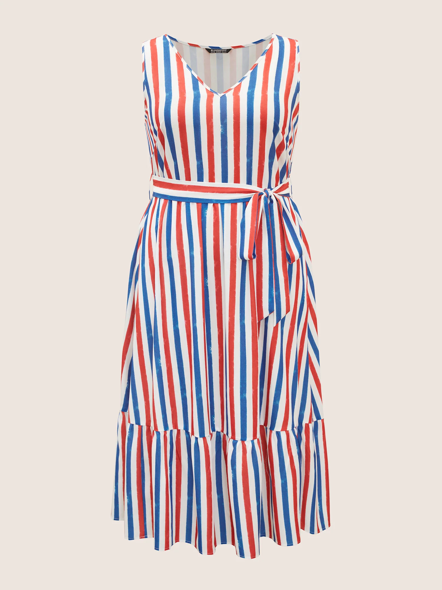 V Neck Contrast Striped Tank Dress - Image 7