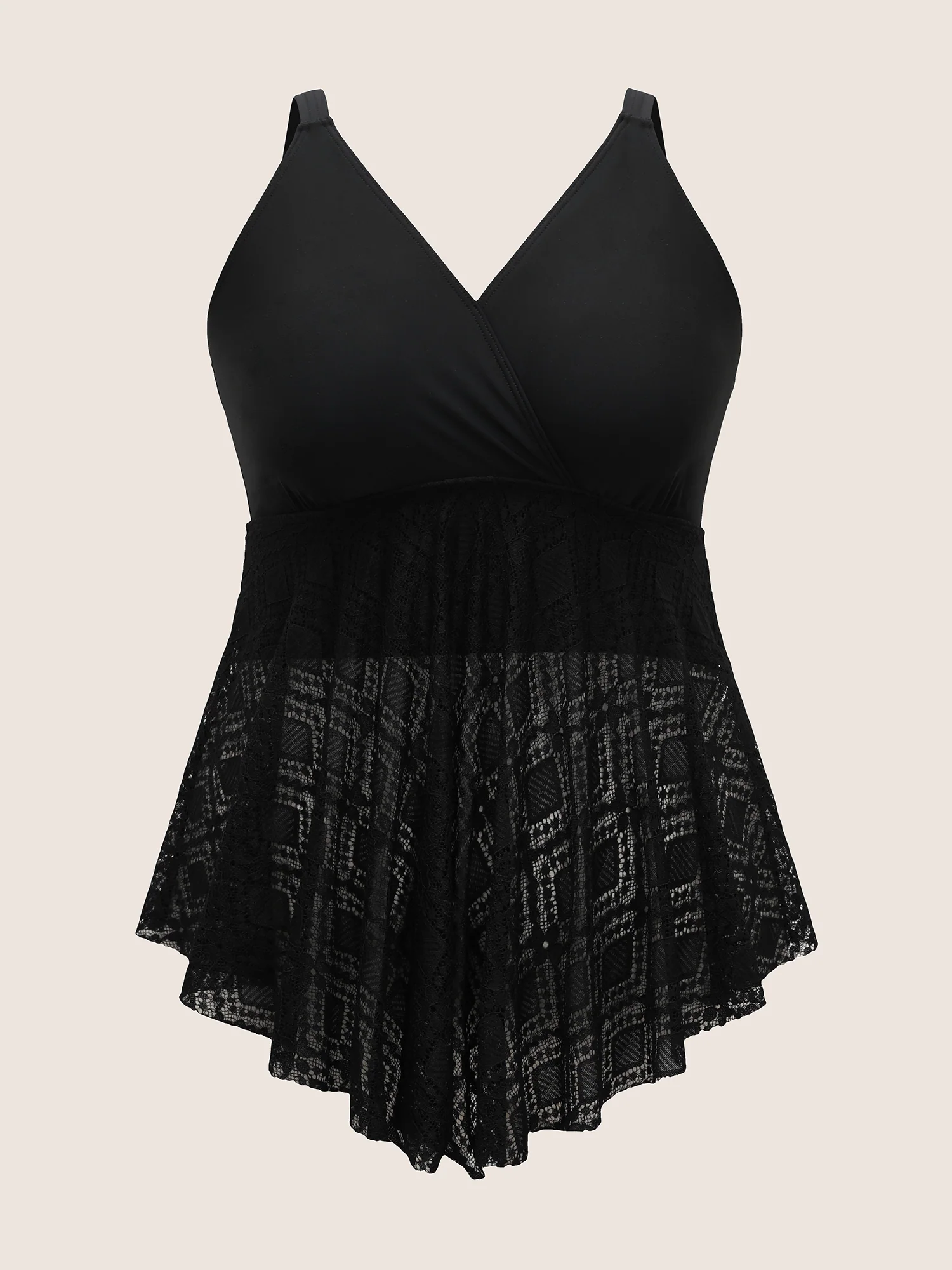 V Neck Crochet Lace Mesh Swim Top - Image 8