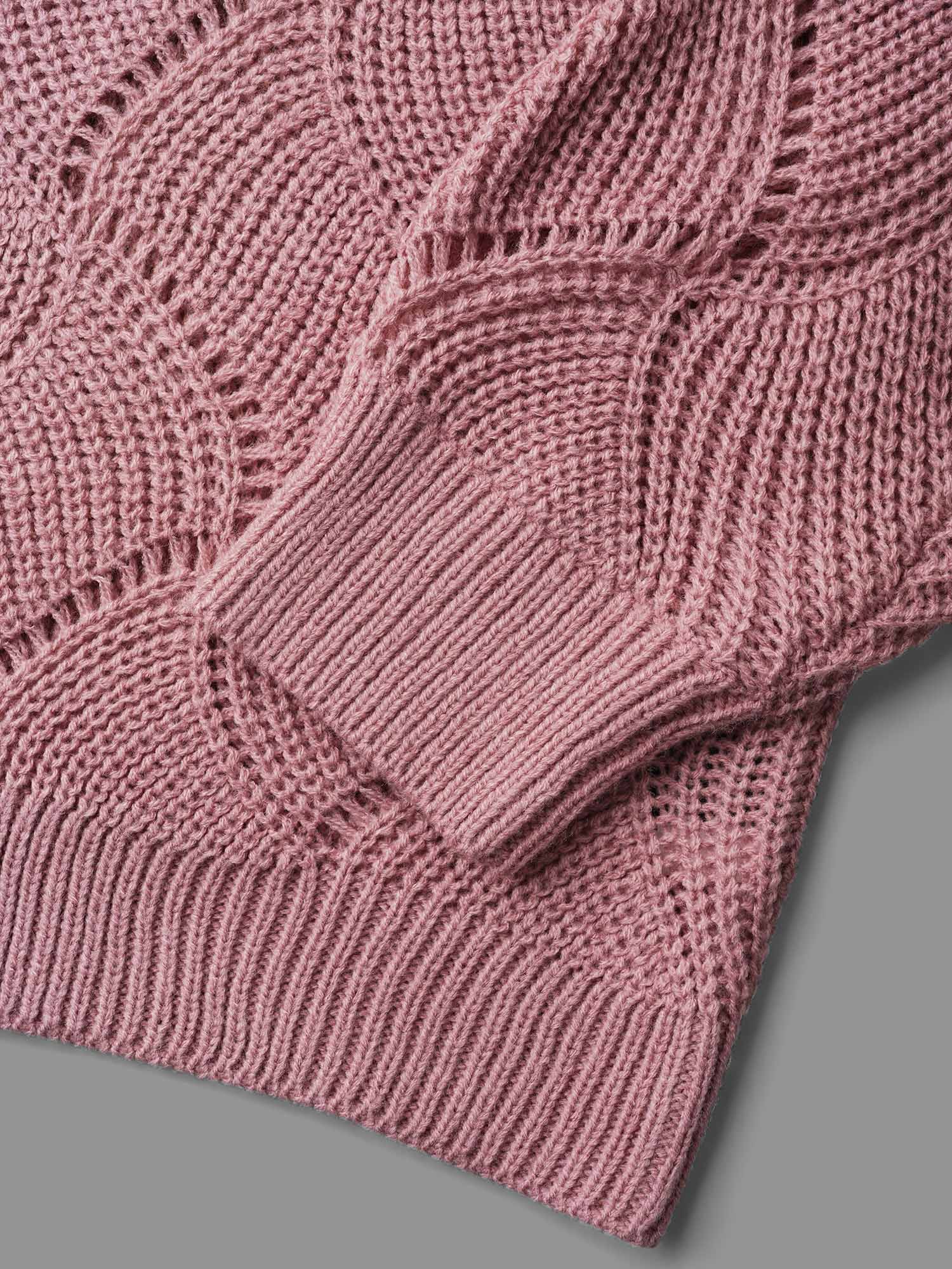 V Neck Cut-Out Pattern Textured Pullover - Image 6