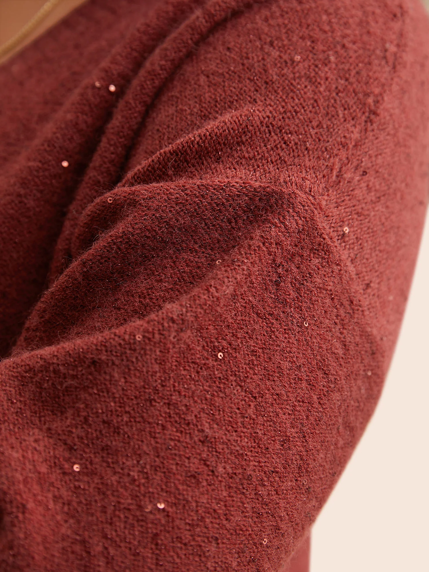 V Neck Glitter Dropped Shoulder Split Hem Pullover - Image 5