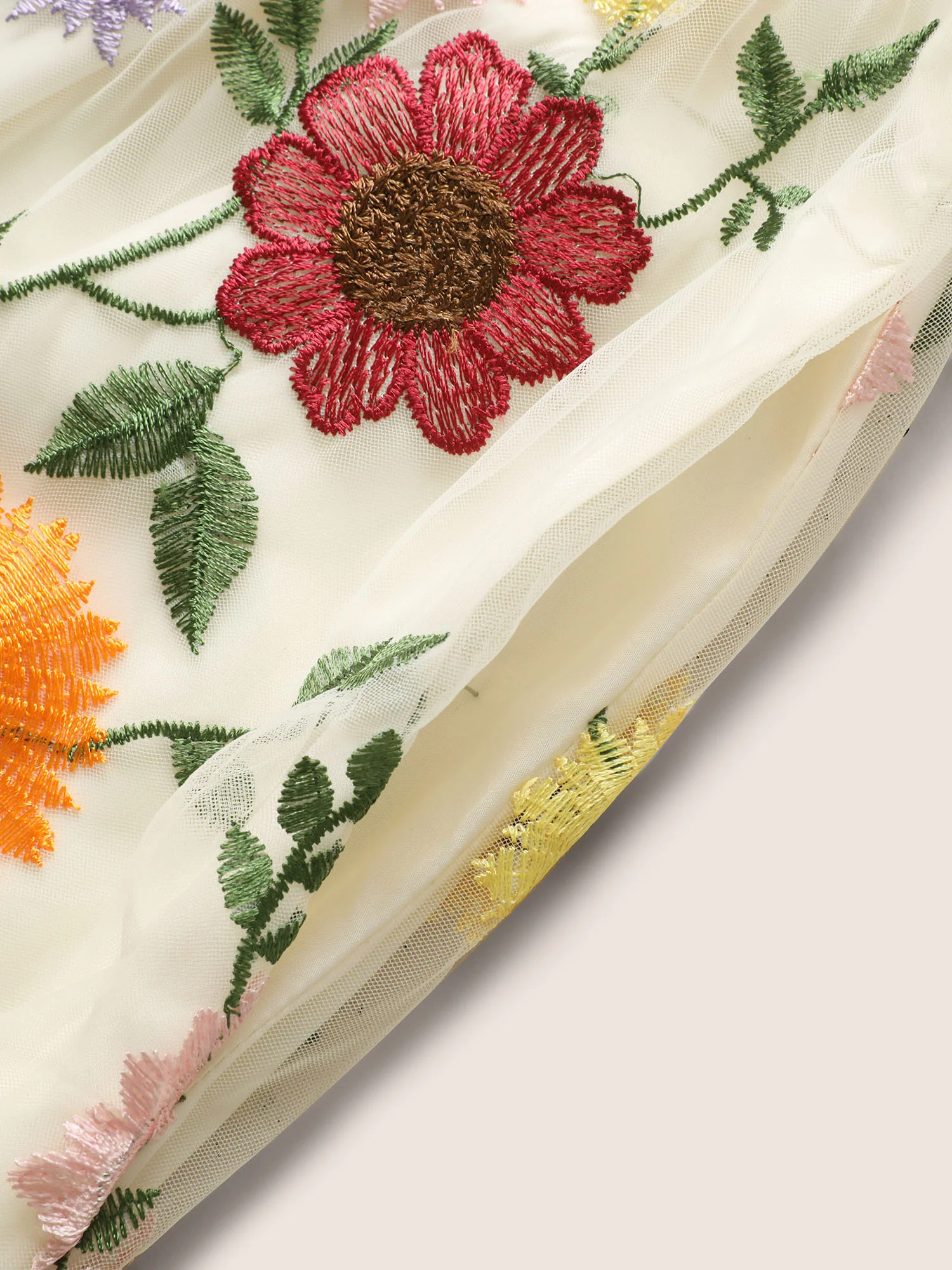 V Neck Floral Embroidered Mesh Cami Dress - Image 6