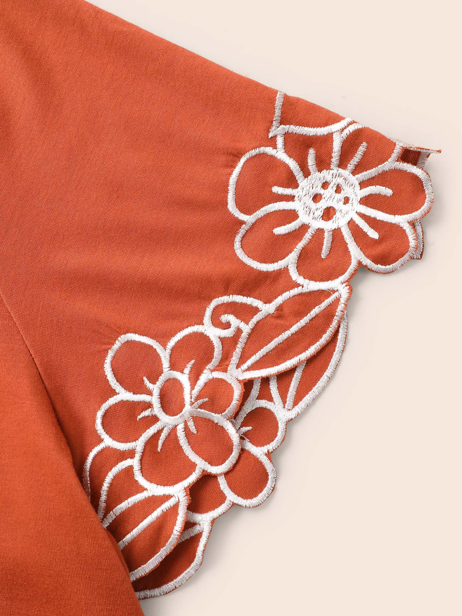 V Neck Floral Embroidered T-shirt - Image 6