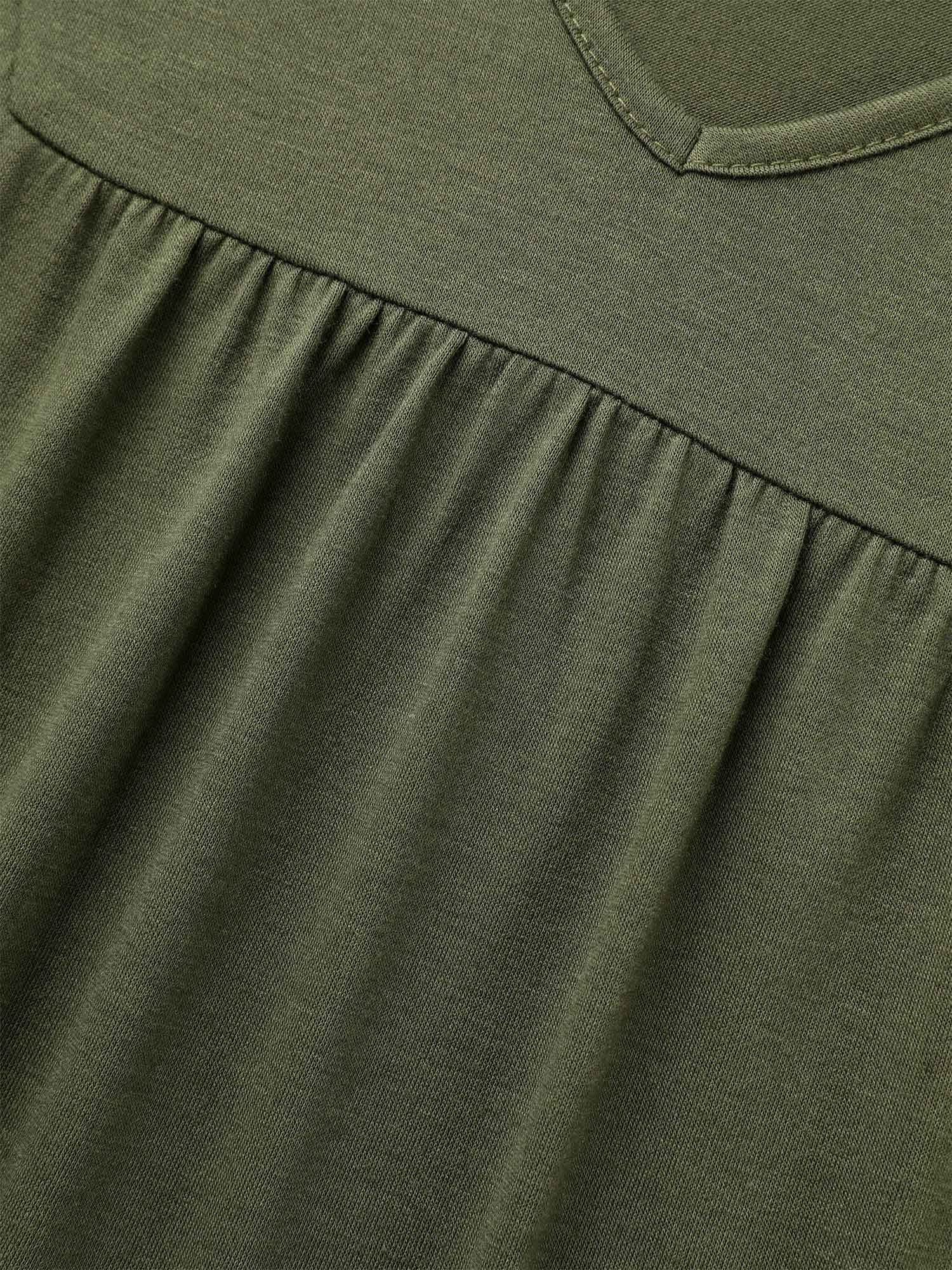 V Neck Gathered Lantern Sleeve Jersey Top - Image 5
