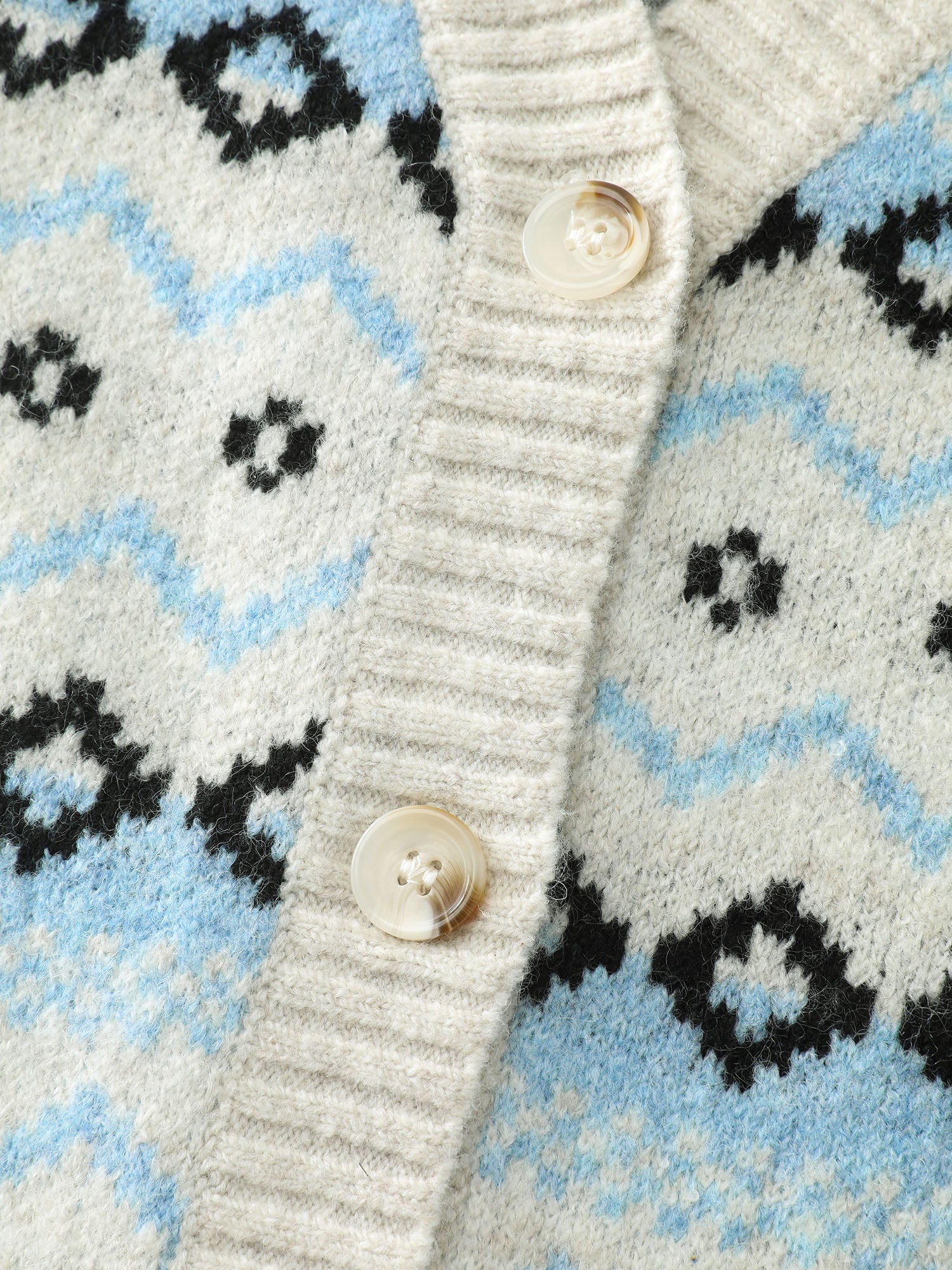 V-Neck Geometric Pattern Button Front Cardigan - Image 7