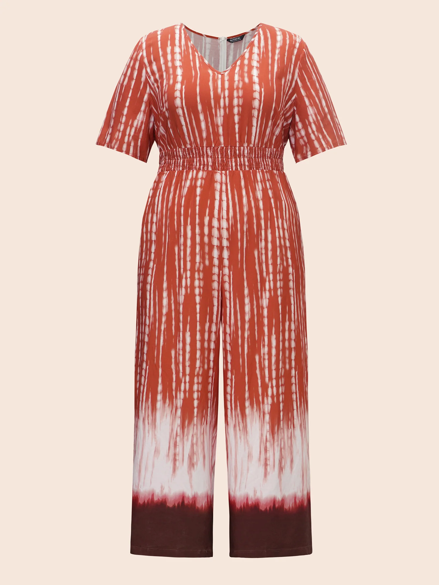 V Neck Gradient Dyeing Shirred Jumpsuit - Image 7