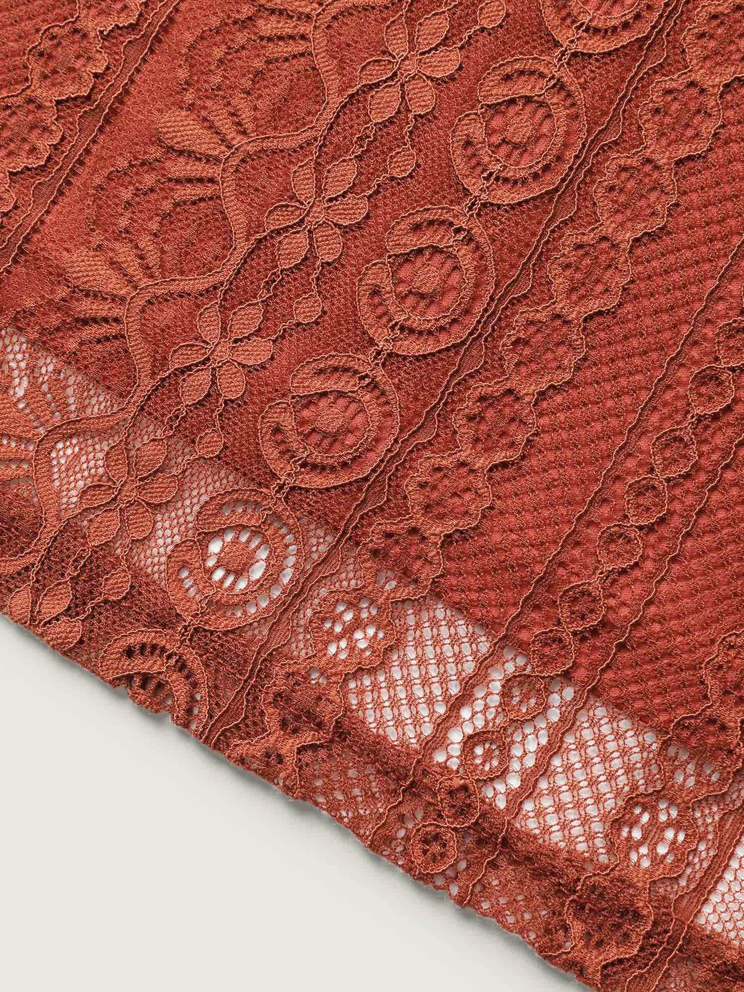 V Neck Lace Panel Drawstring Blouse - Image 7