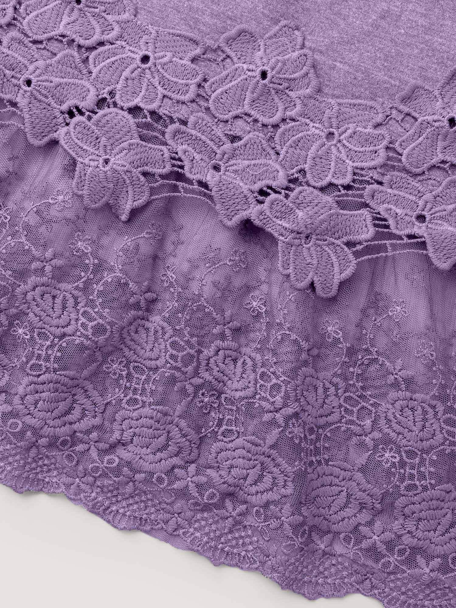 V Neck Lace Panel Jersey Top - Image 13