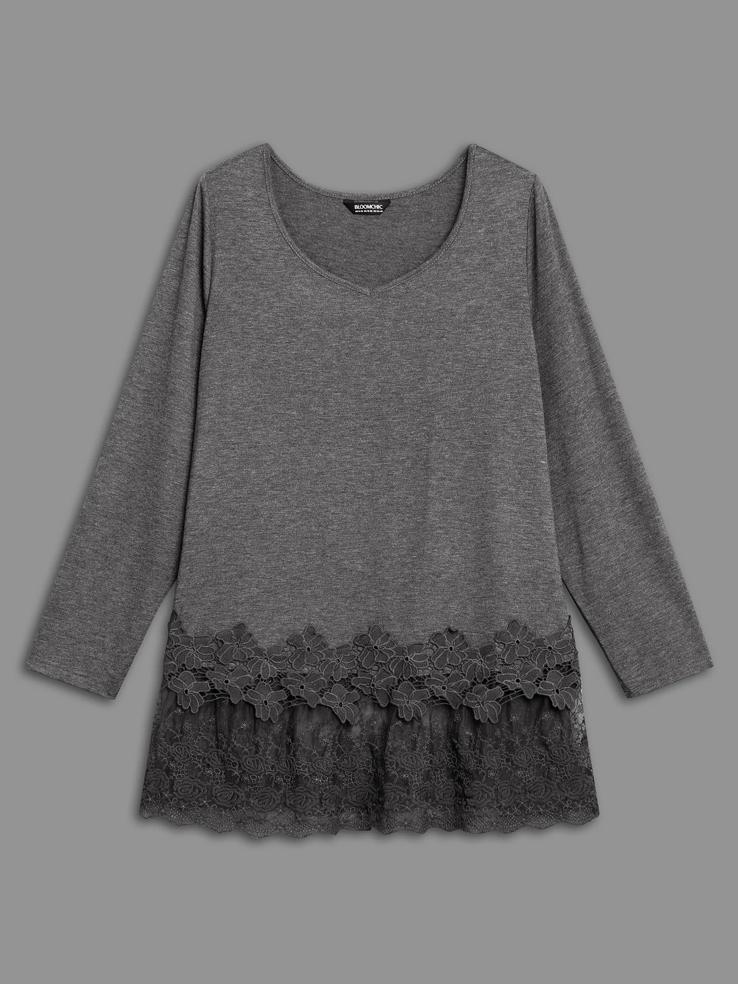 V Neck Lace Panel Jersey Top - Image 6