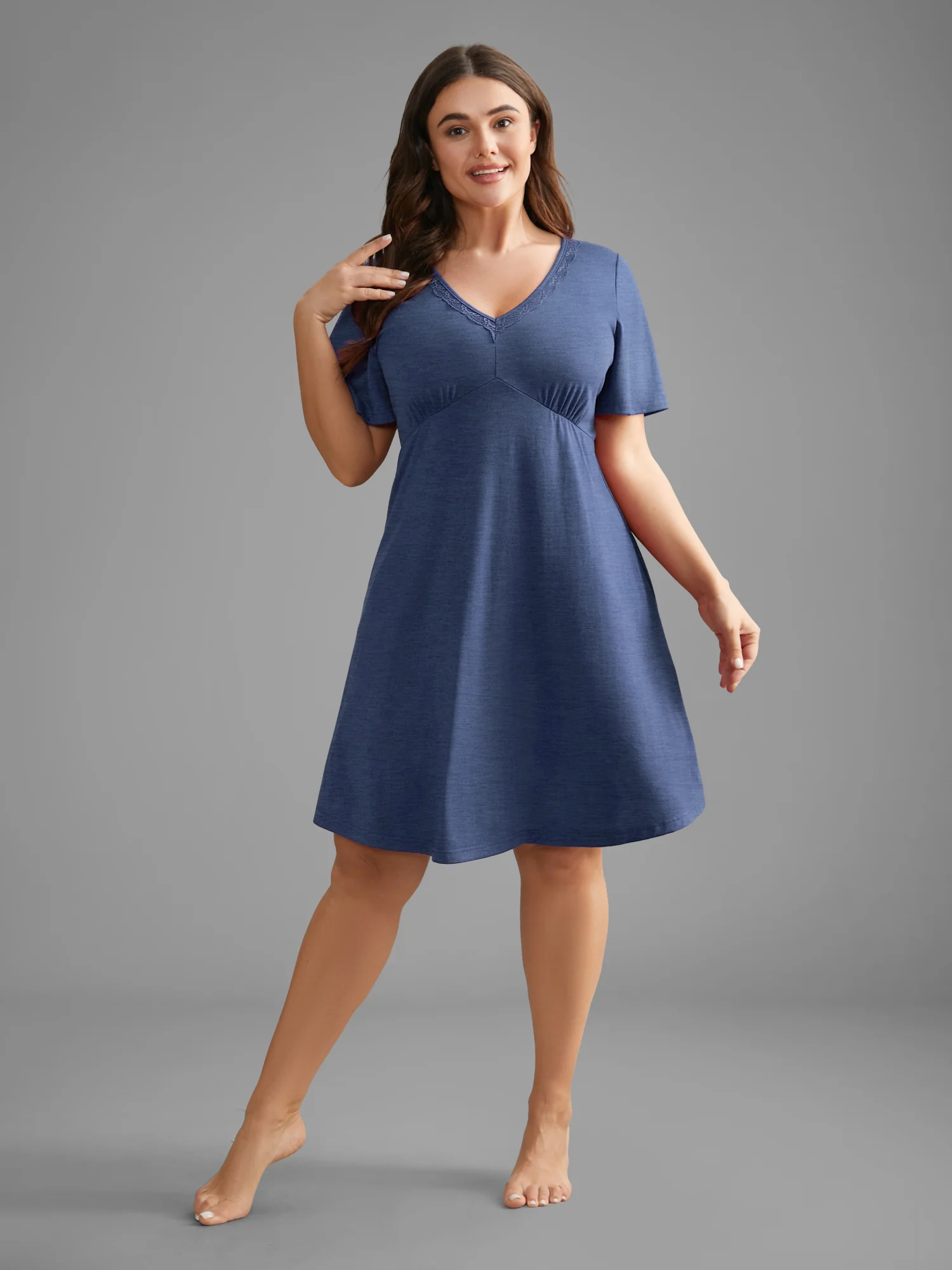 V-Neck Lace Trim Nightgown - Image 11