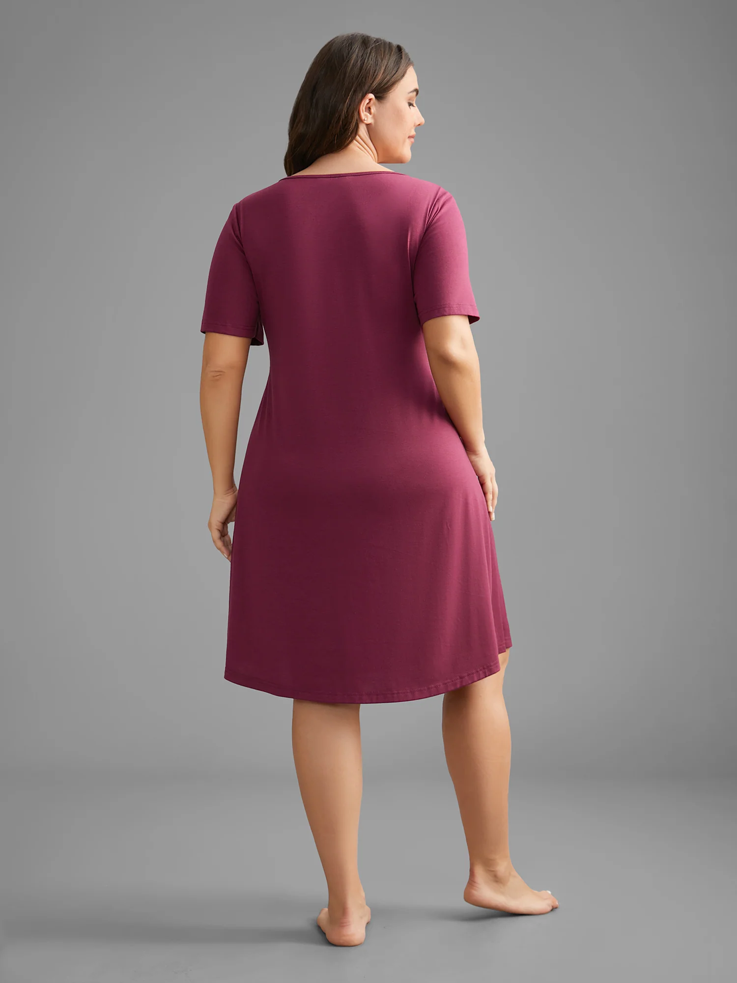 V-Neck Lace Trim Nightgown - Image 5