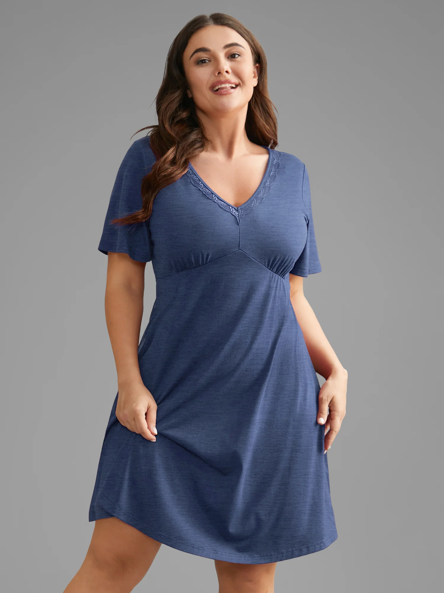 V-Neck Lace Trim Nightgown - Image 8