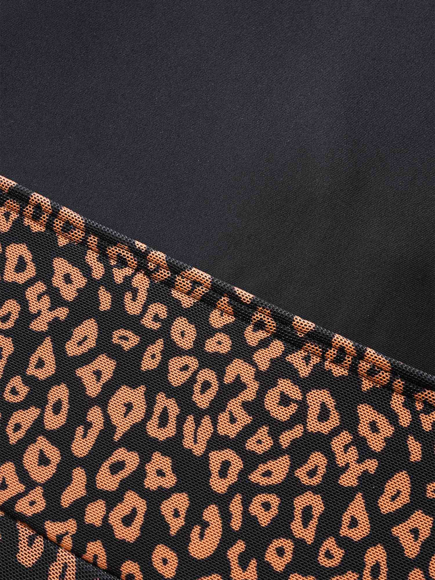 V Neck Leopard Print Patchwork Swim Dress - Image 5