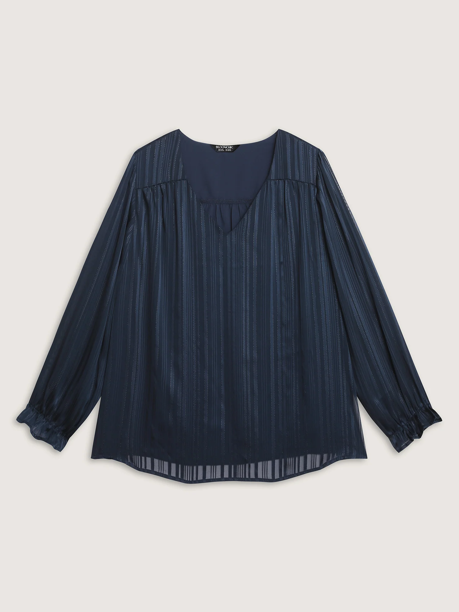 V Neck Luxe Shirred Cuff Blouse - Image 7