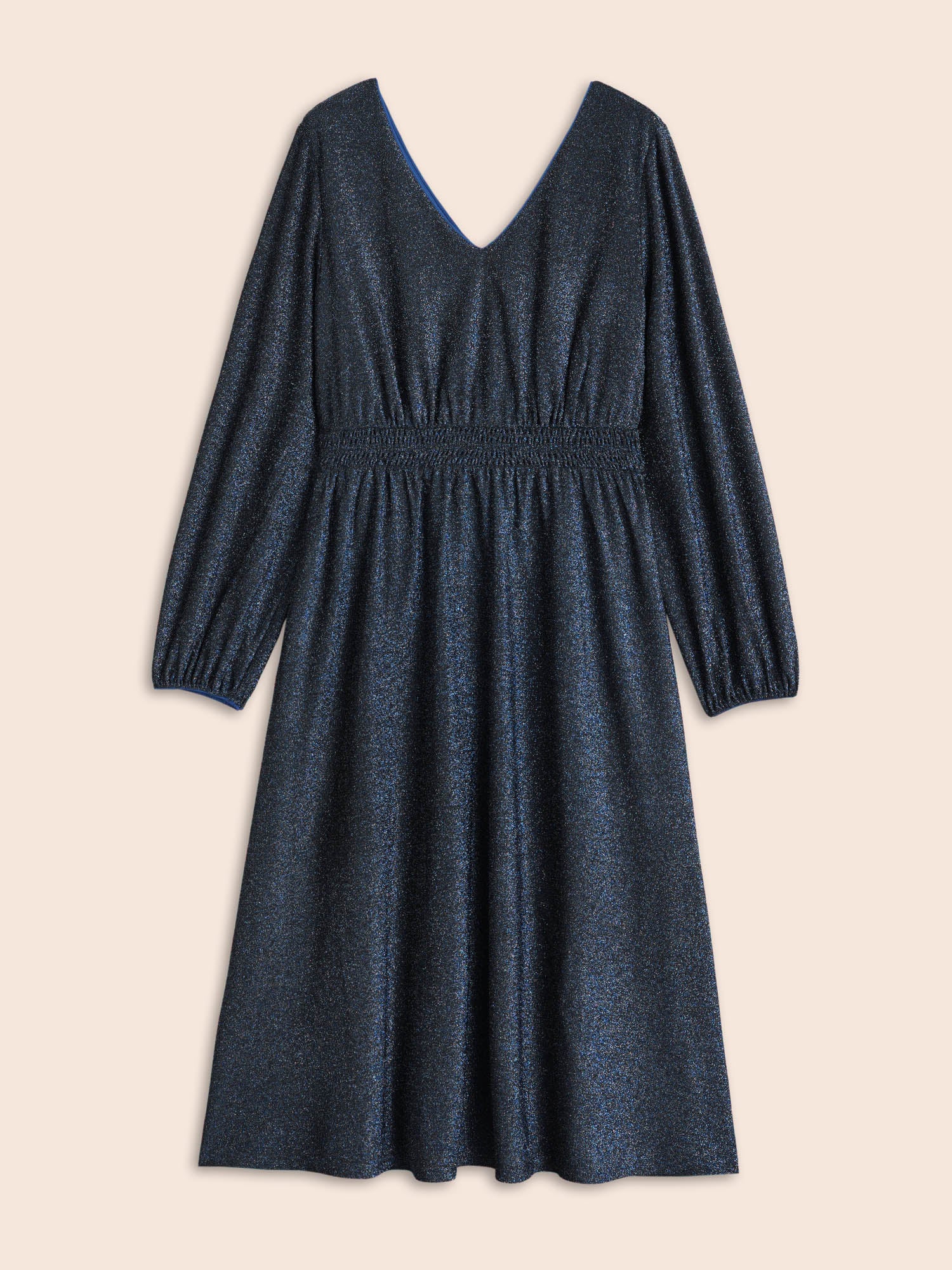V Neck Luxe Texture Shirred Dress - Image 7