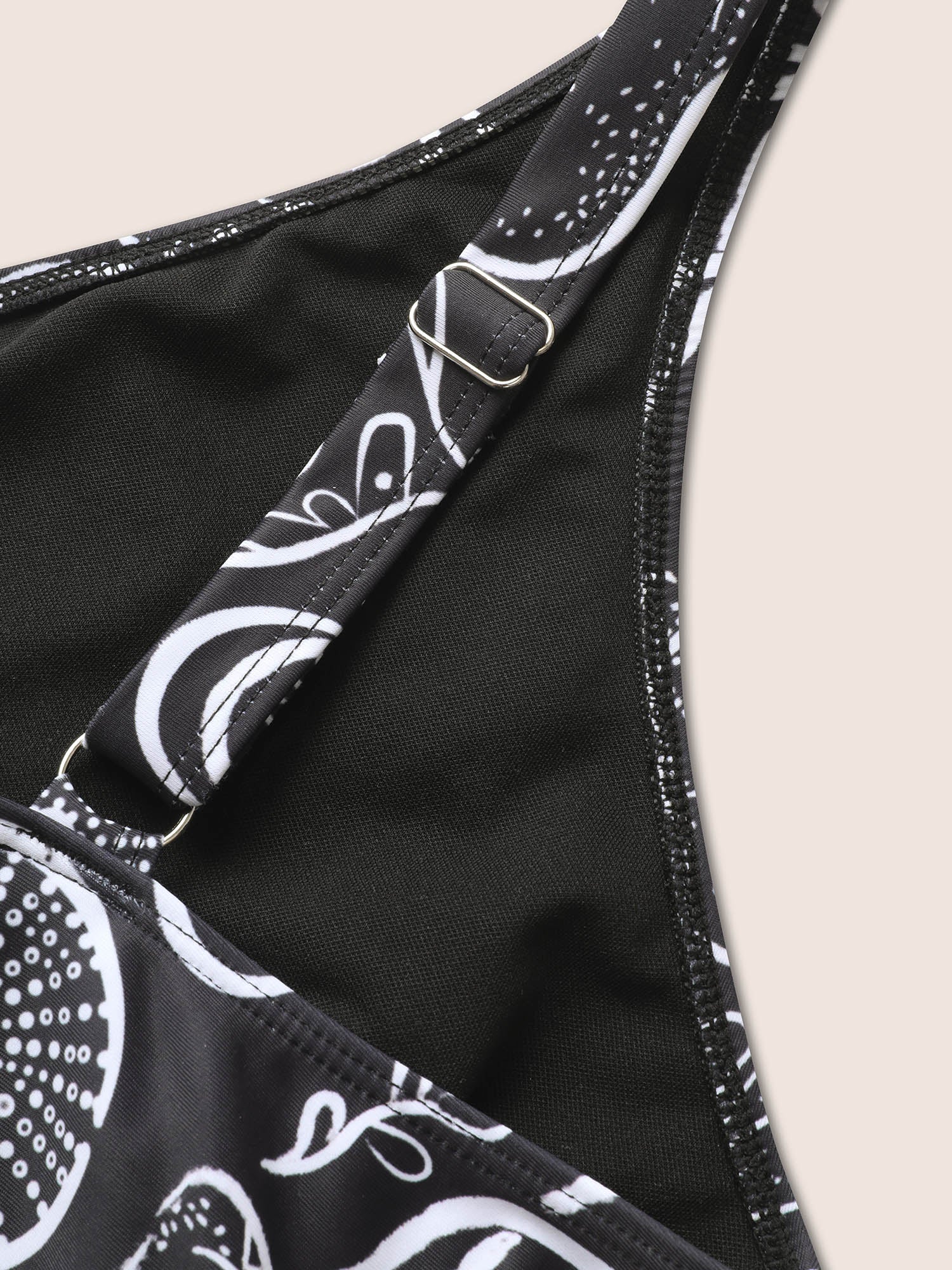 V Neck Marine Elements Gathered One Piece Swimsuit - Image 6