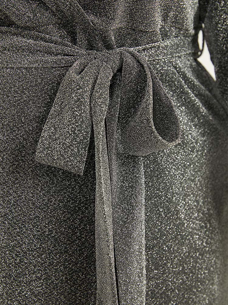 V Neck Pearl Beaded Belted Dress - Image 8