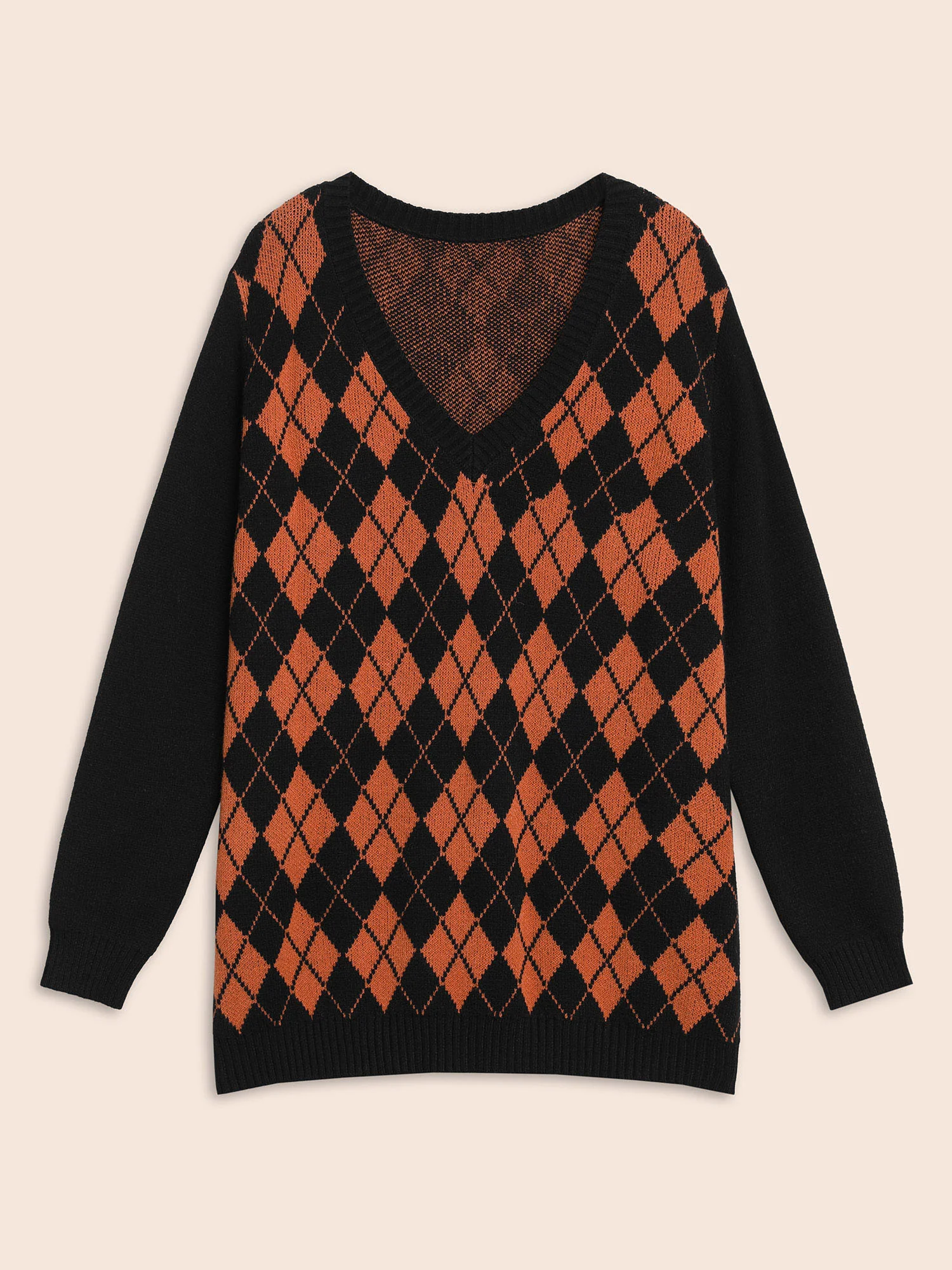 V-Neck Plaid Print Pullover - Image 7