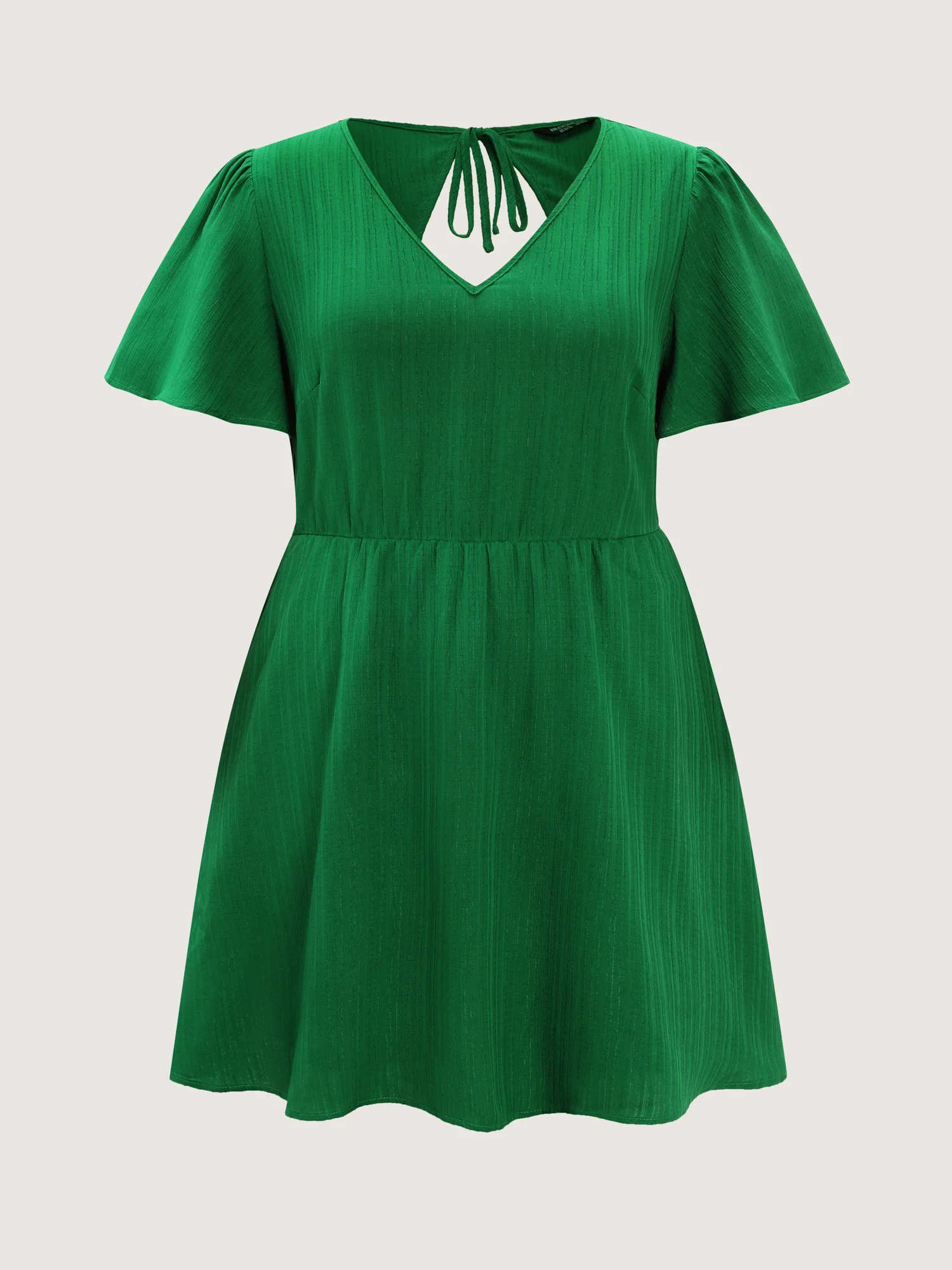 V-Neck Plain Built-in Bottoms Mini Dress - Image 6