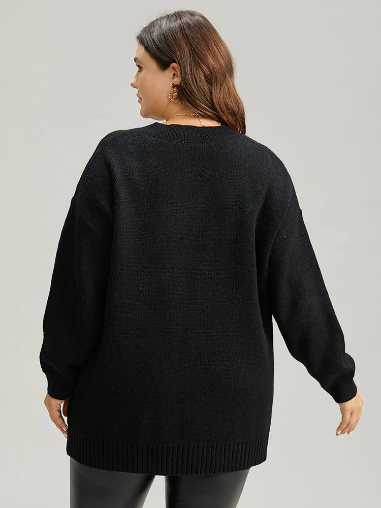 V Neck Plain Star Luxe Pullover - Image 2