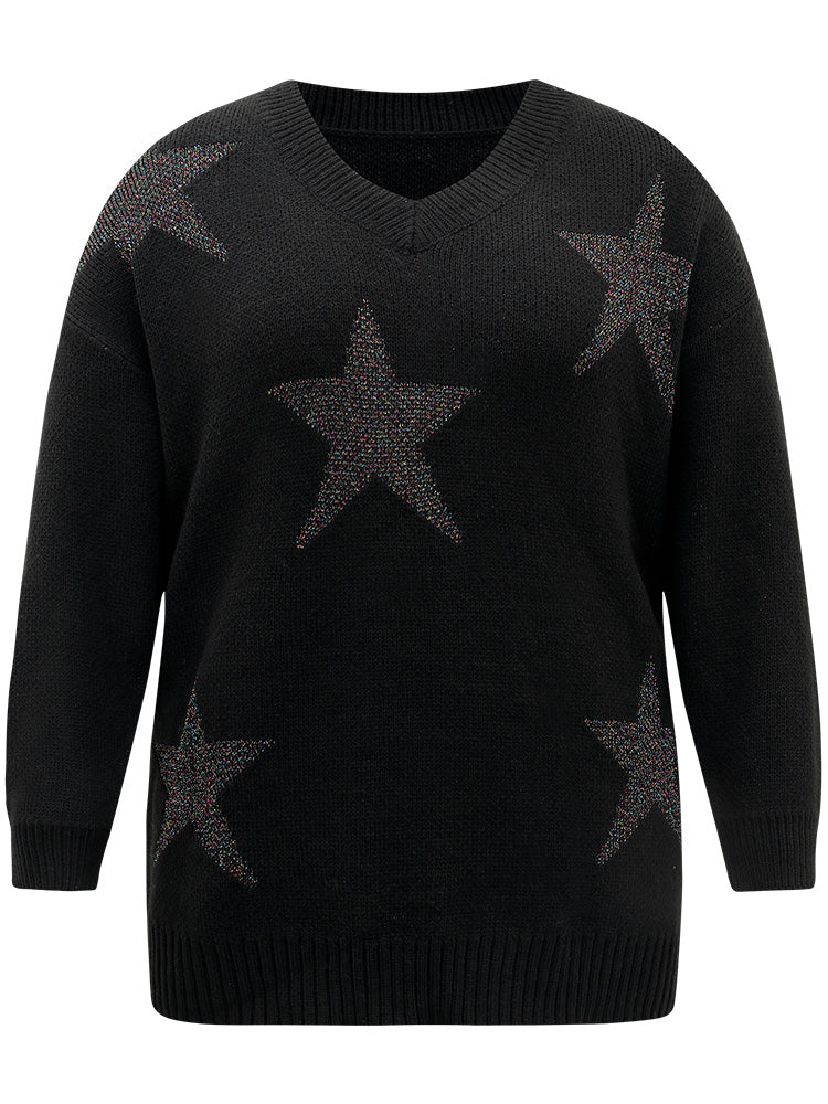 V Neck Plain Star Luxe Pullover - Image 6