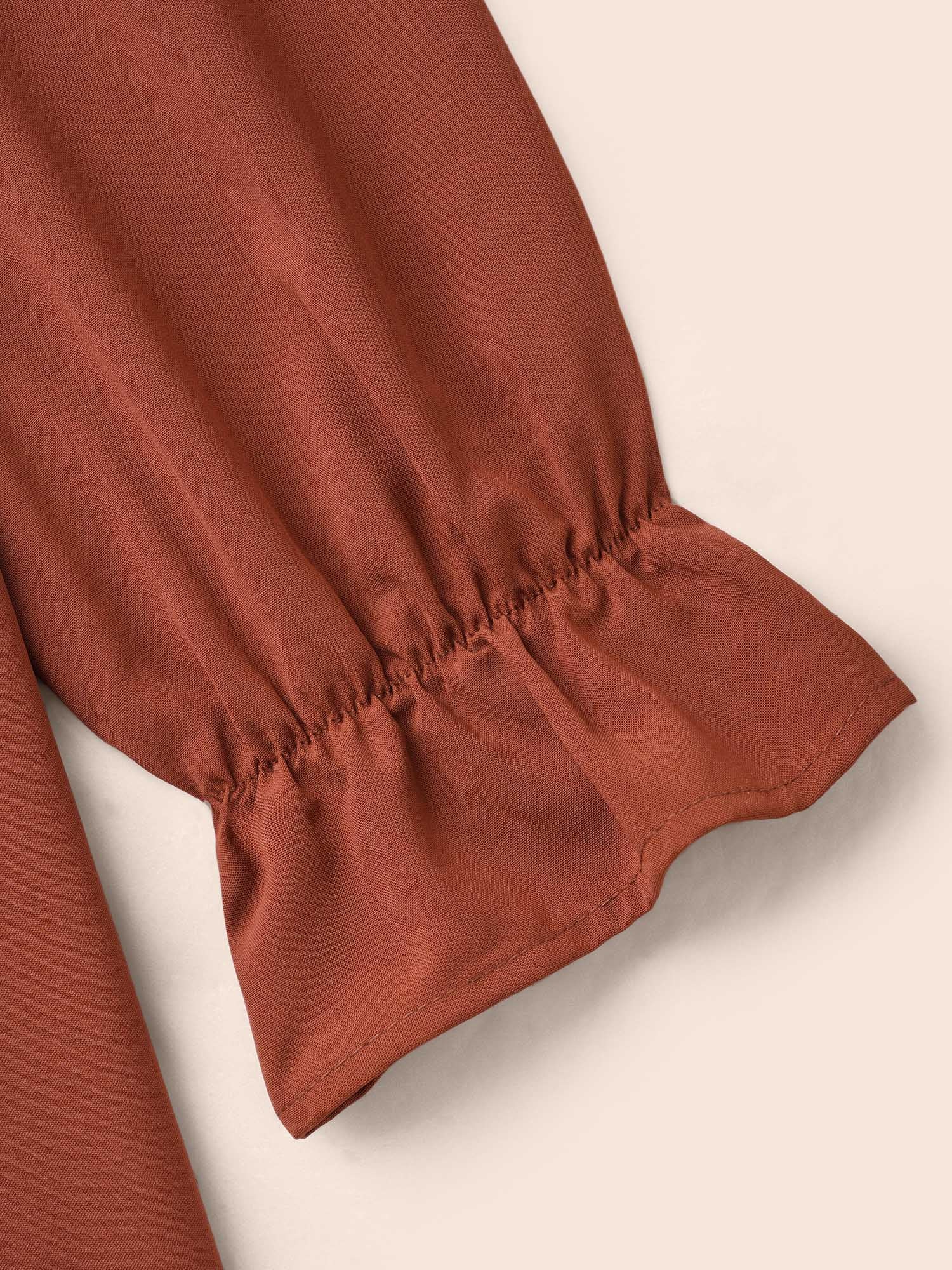 V Neck Pleated Lantern Sleeve Dress - Image 7