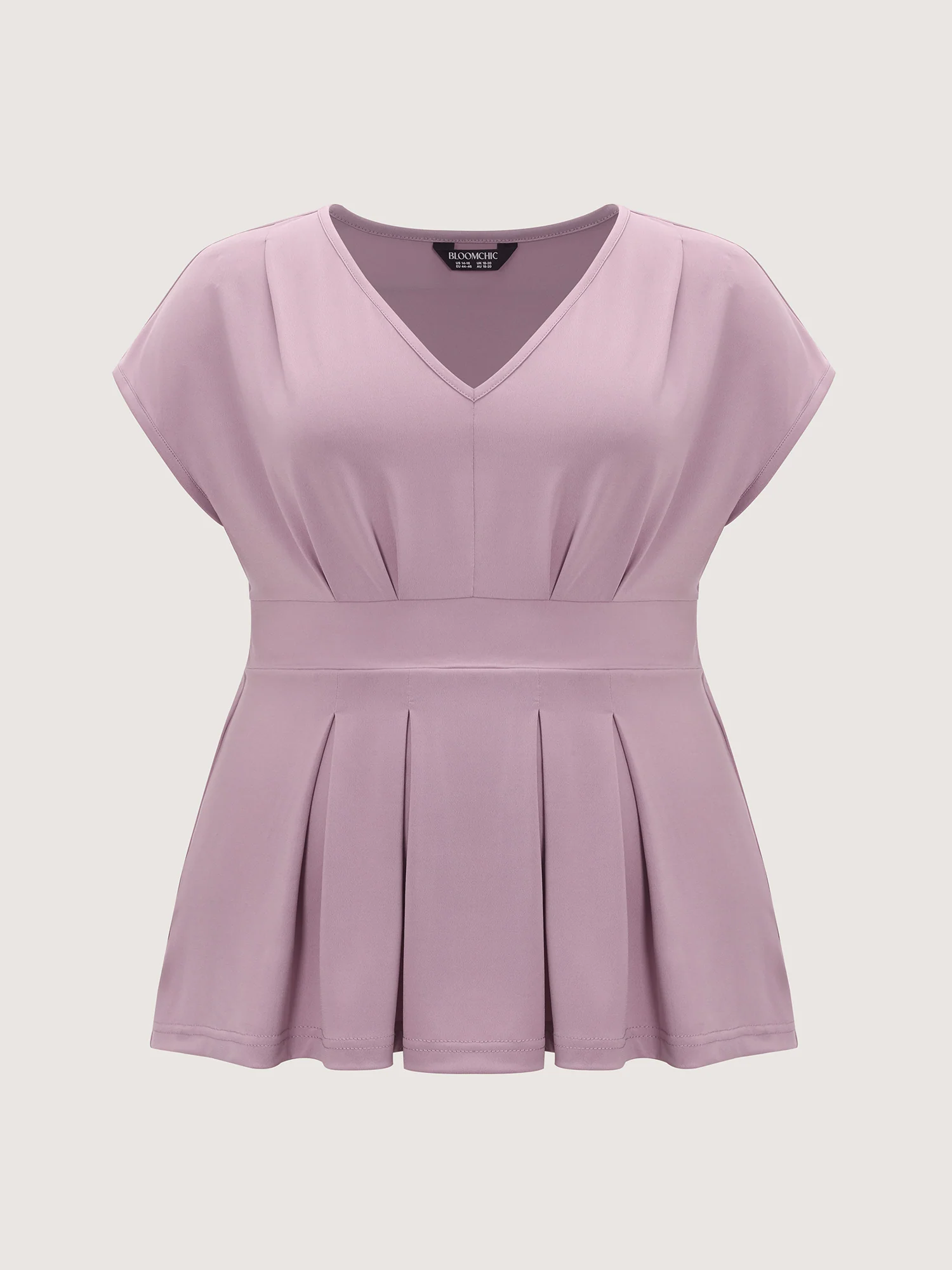 V-Neck Pleated Plain Knit Top - Image 7