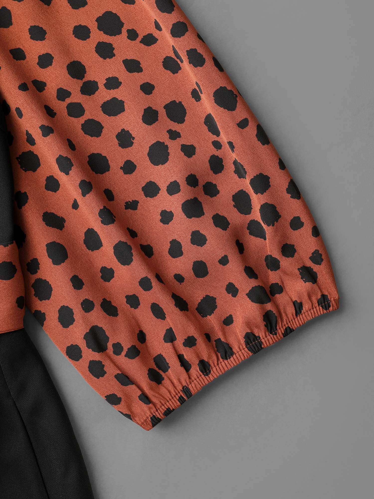 V Neck Polka Dot Color contrast Dress - Image 7