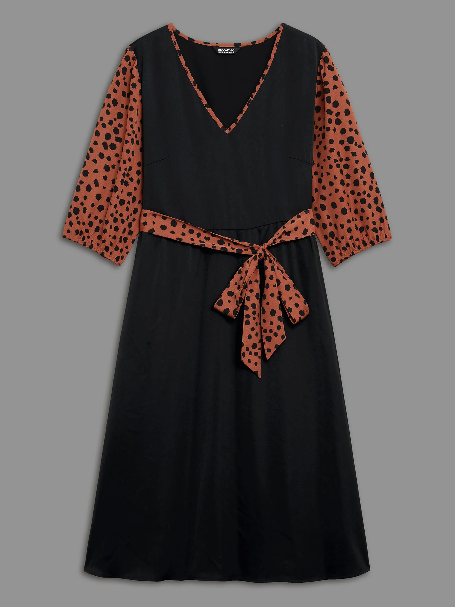V Neck Polka Dot Color contrast Dress - Image 8