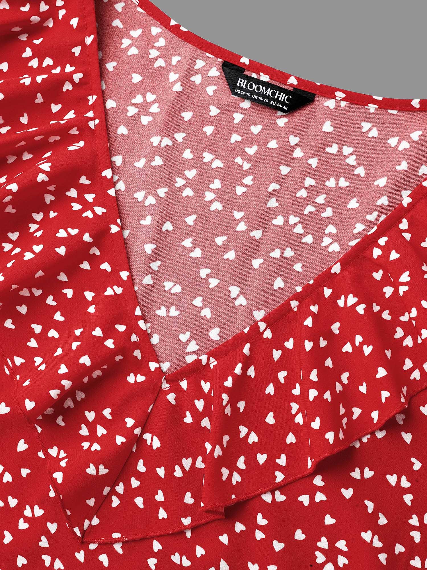 V Neck Ruffle Heart Blouse - Image 6