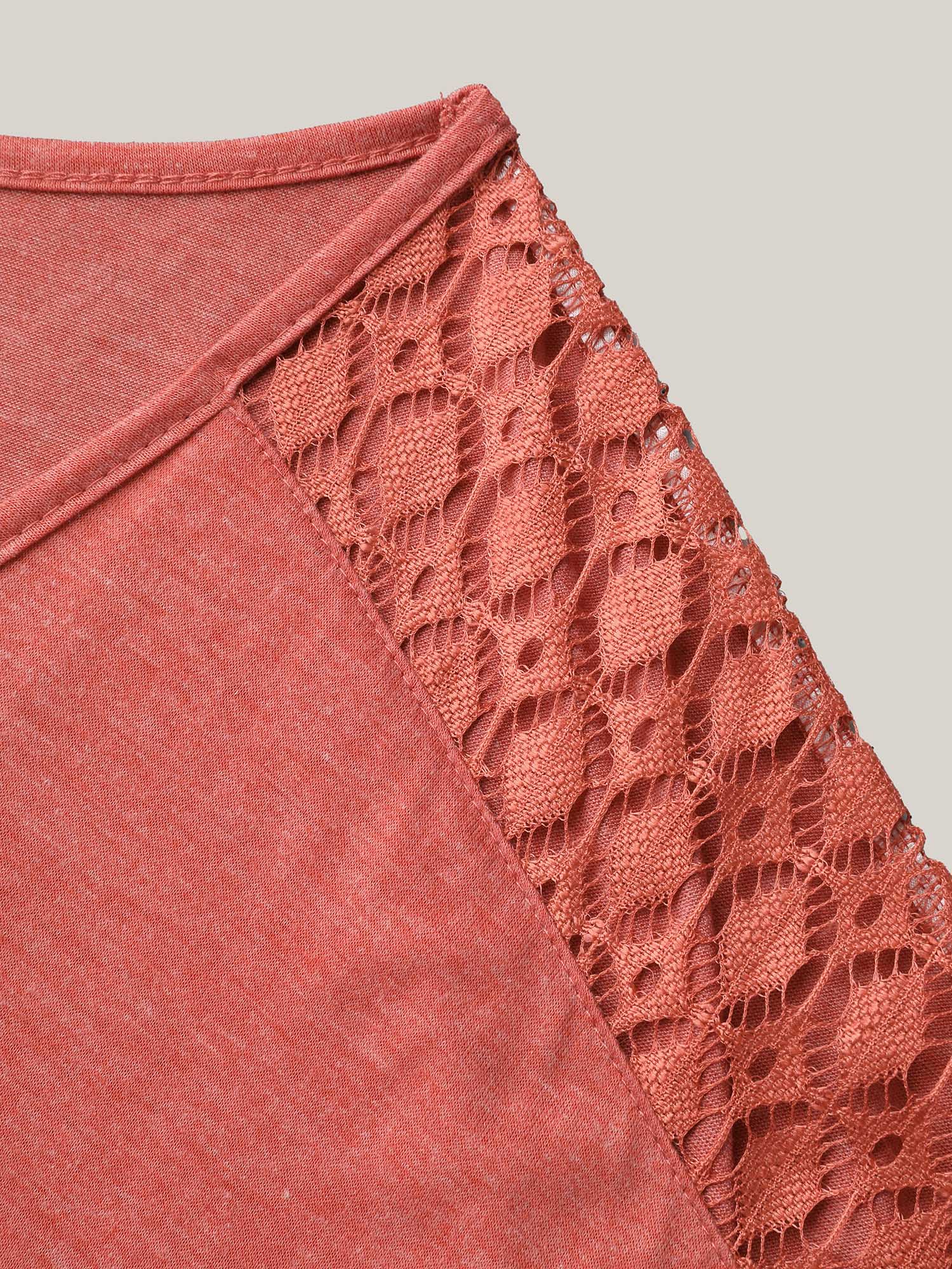 V-Neck Sheer Lace Pockets Midi Dress - Image 5