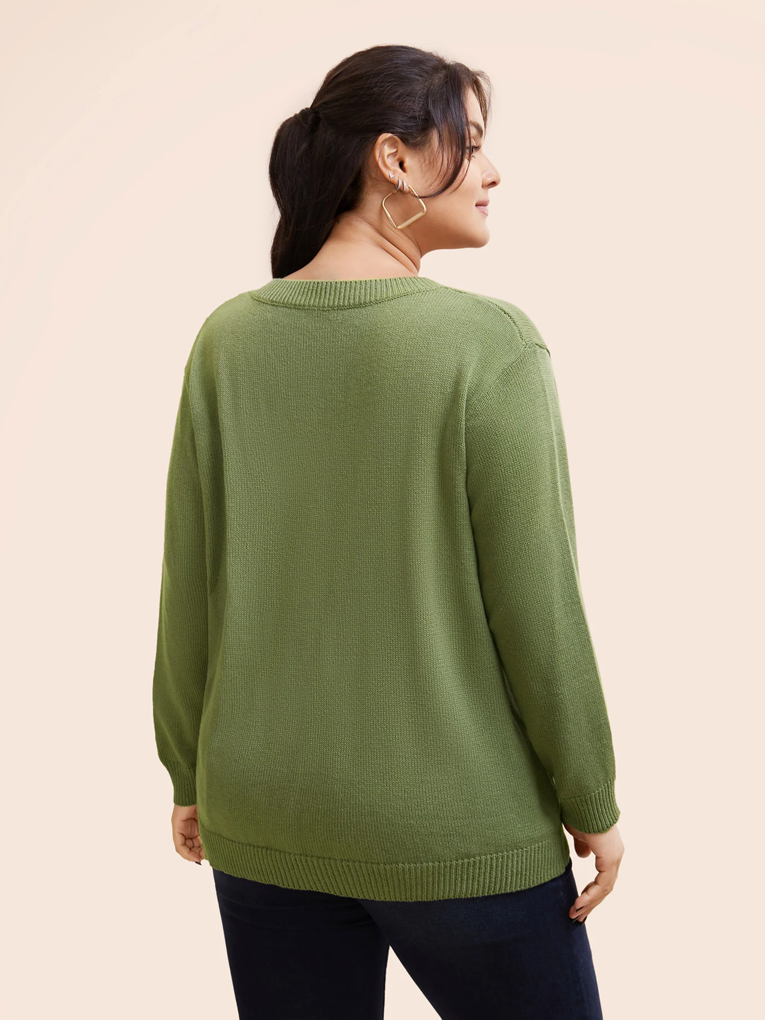 V Neck Stereo Flower Design Pullover - Image 2