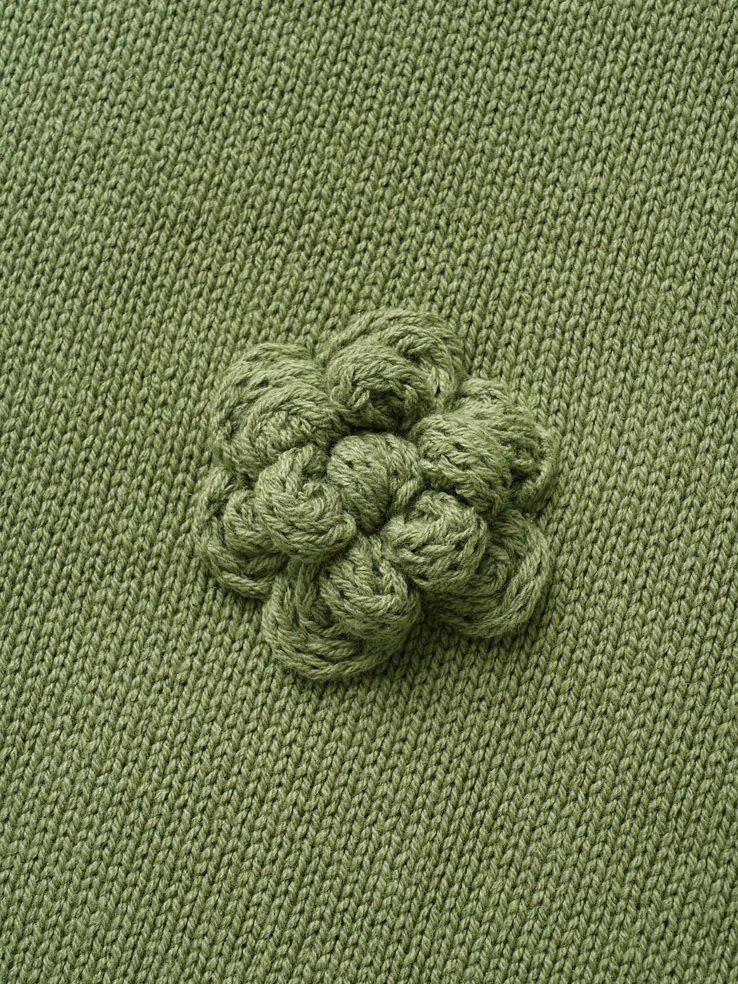 V Neck Stereo Flower Design Pullover - Image 5