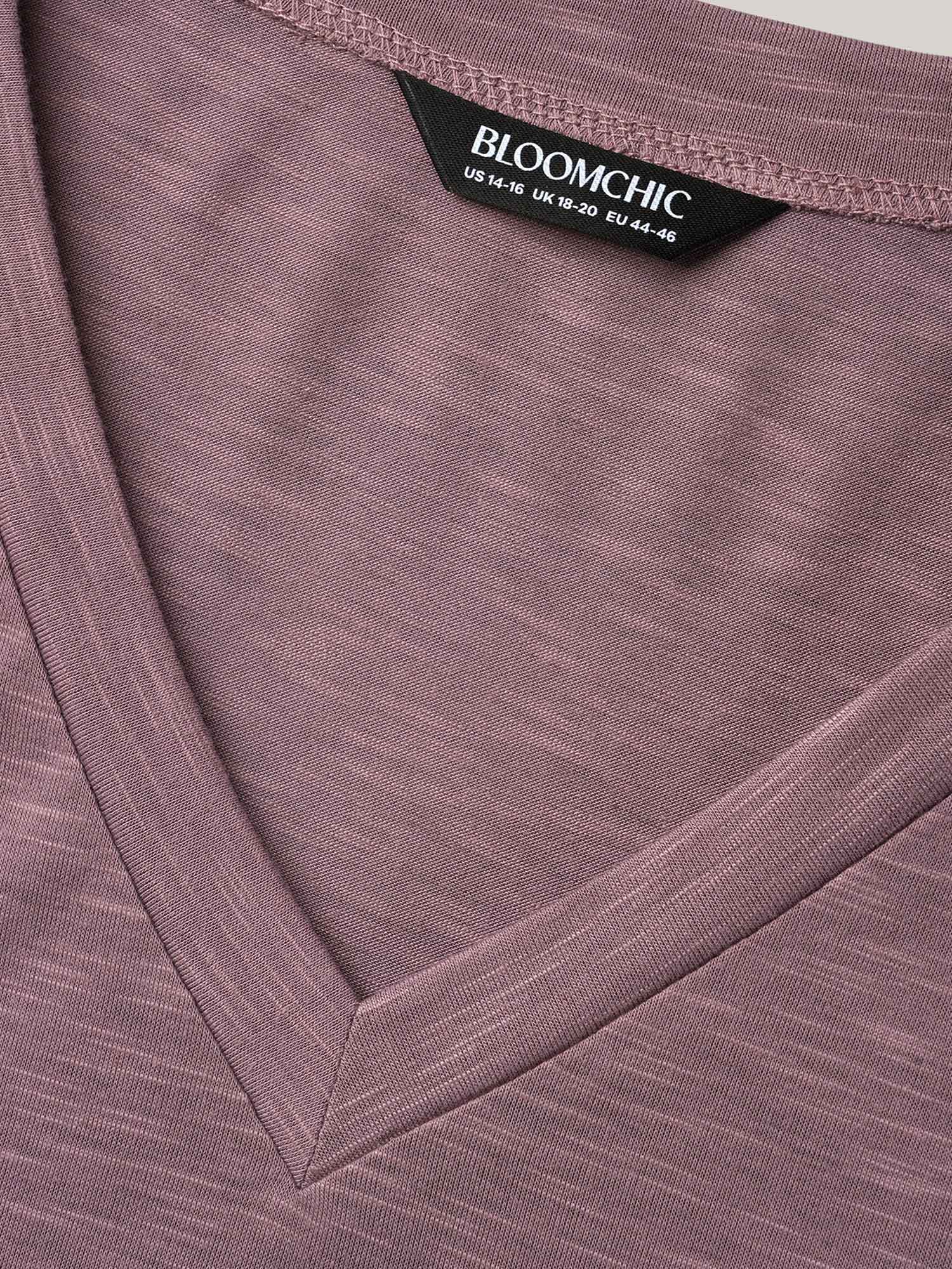V-Neck Stretchy Flared Sleeve T-Shirt - Image 6