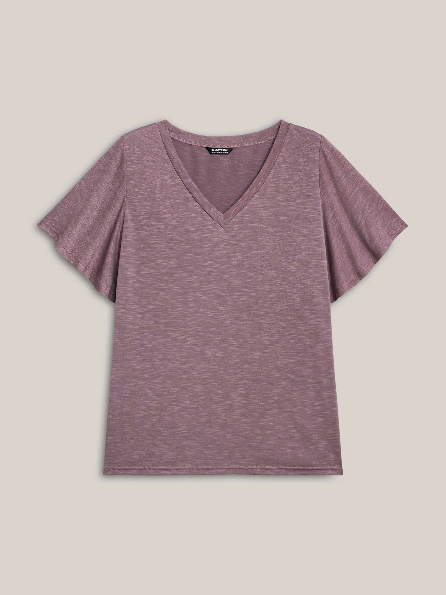 V-Neck Stretchy Flared Sleeve T-Shirt - Image 8