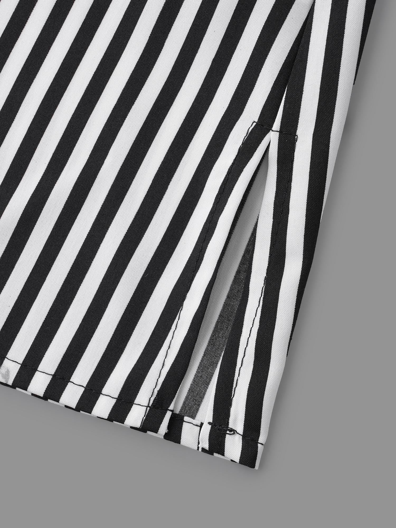 V Neck Striped Patchwork Blouse - Image 6